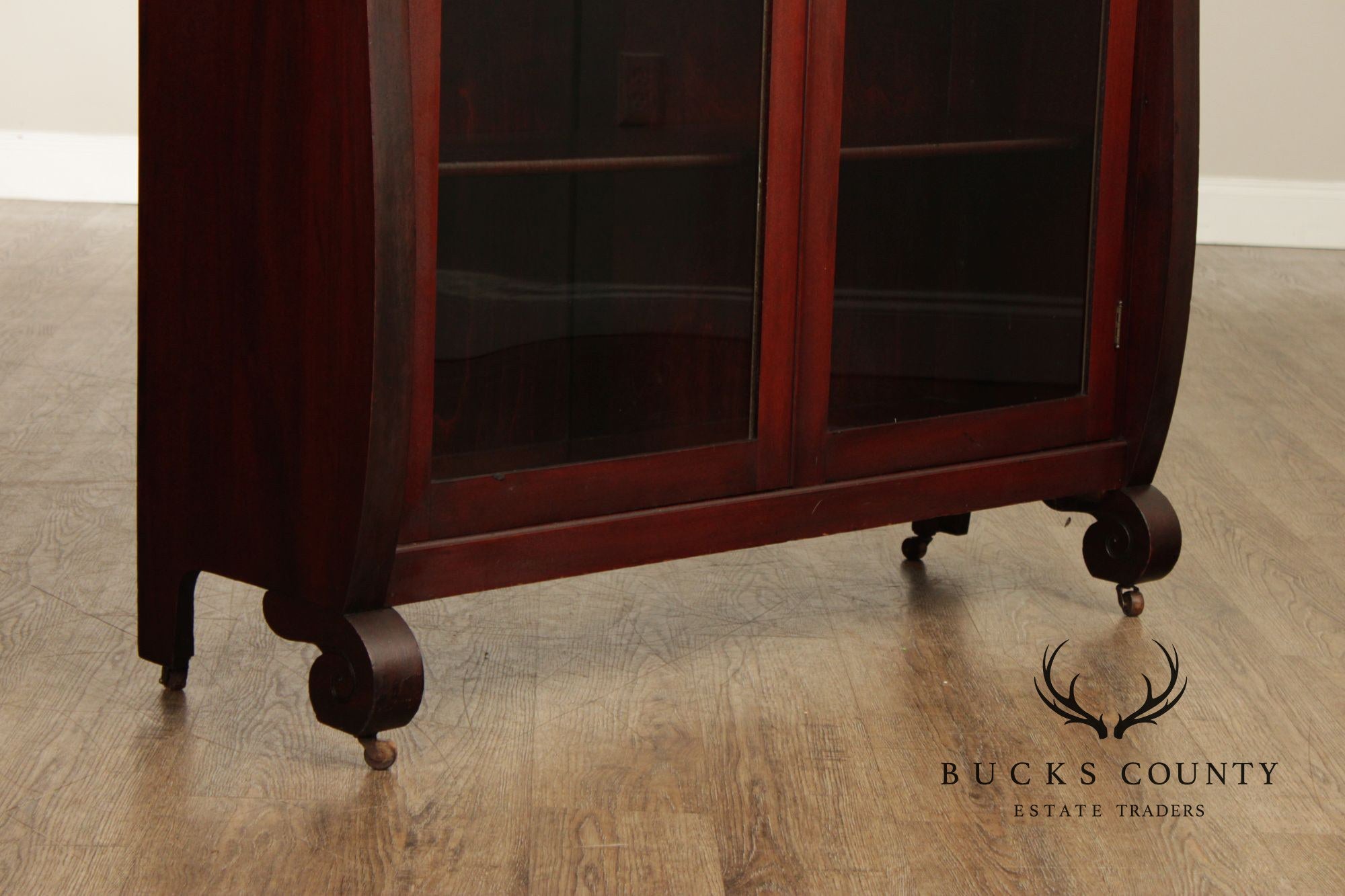 Empire Style Mahogany Glass Door Bookcase