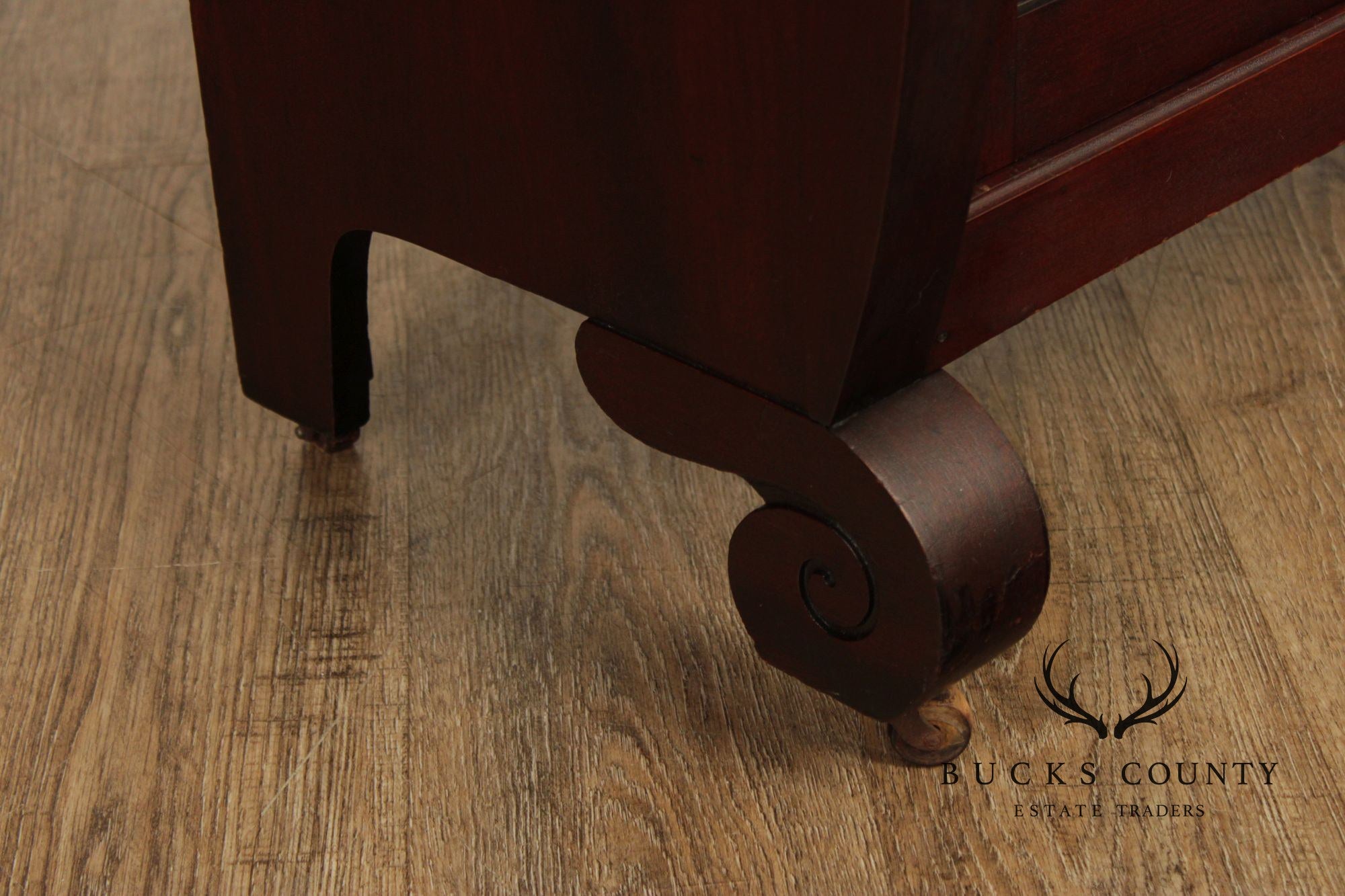 Empire Style Mahogany Glass Door Bookcase
