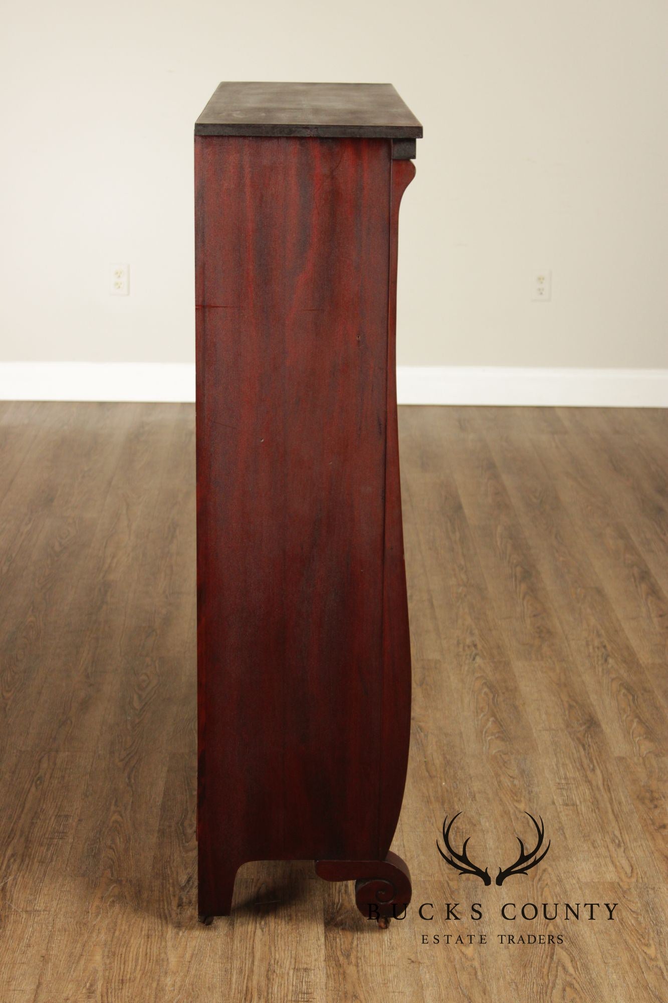 Empire Style Mahogany Glass Door Bookcase