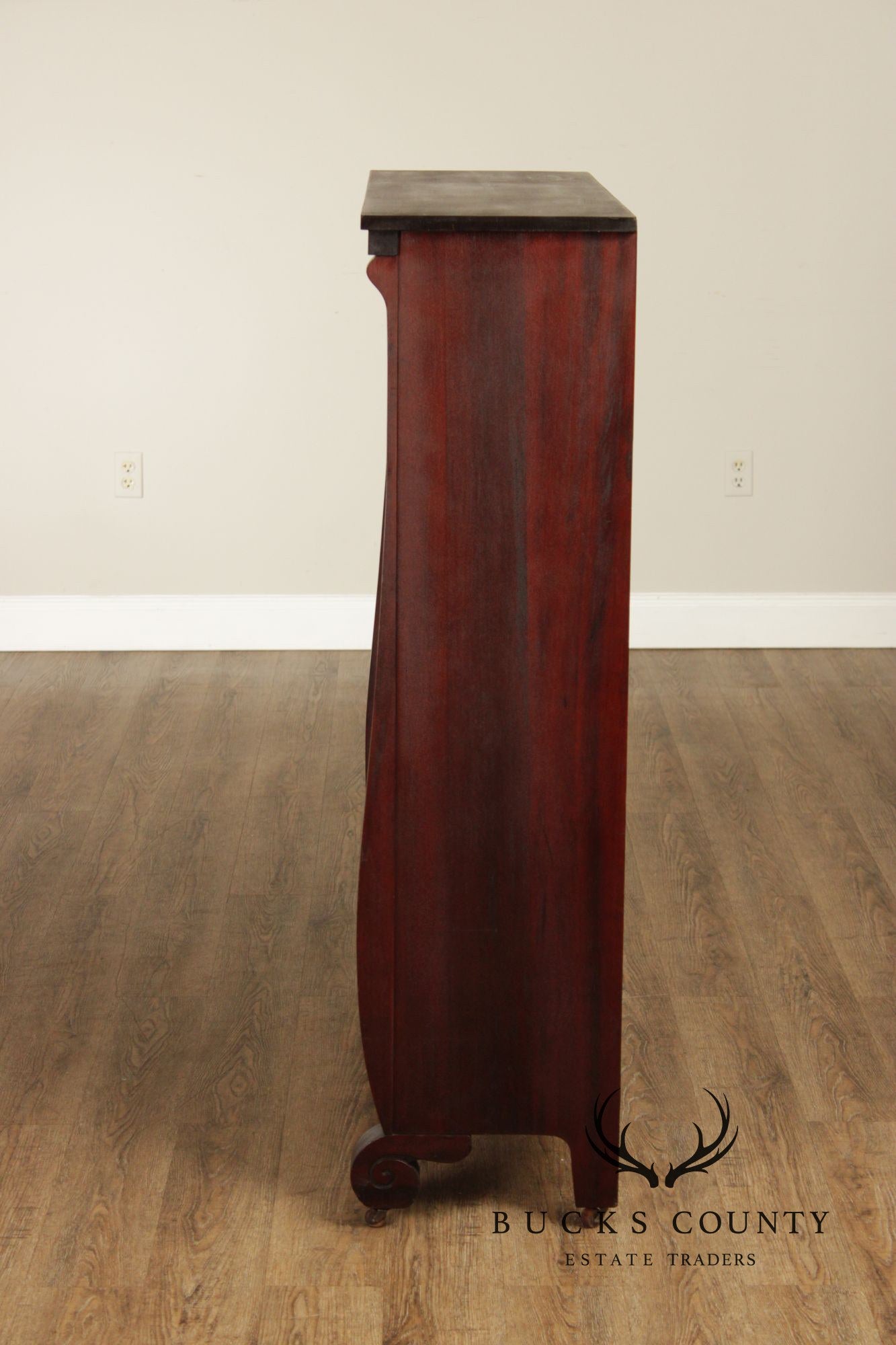 Empire Style Mahogany Glass Door Bookcase