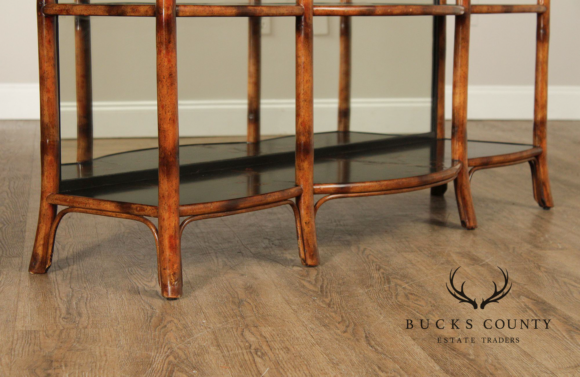 Theodore Alexander Faux Bamboo Three-Tier Console
