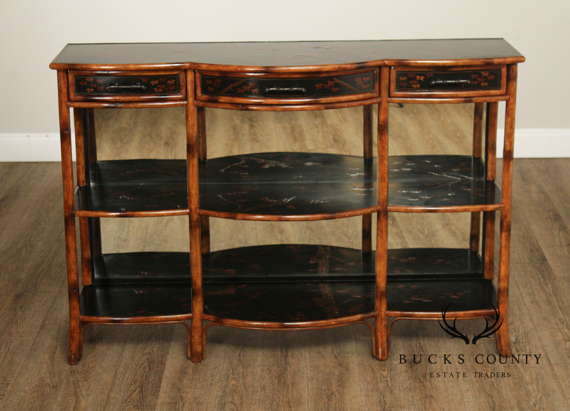 Theodore Alexander Faux Bamboo Three-Tier Console
