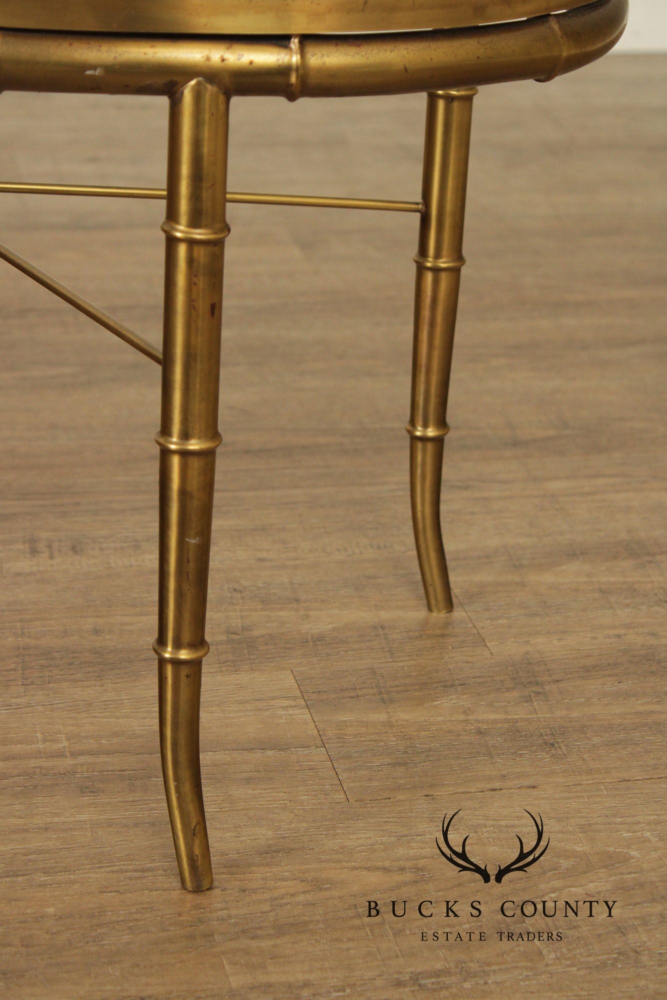 Mastercraft Italian Brass Faux Bamboo Oval Coffee Table With Glass Top