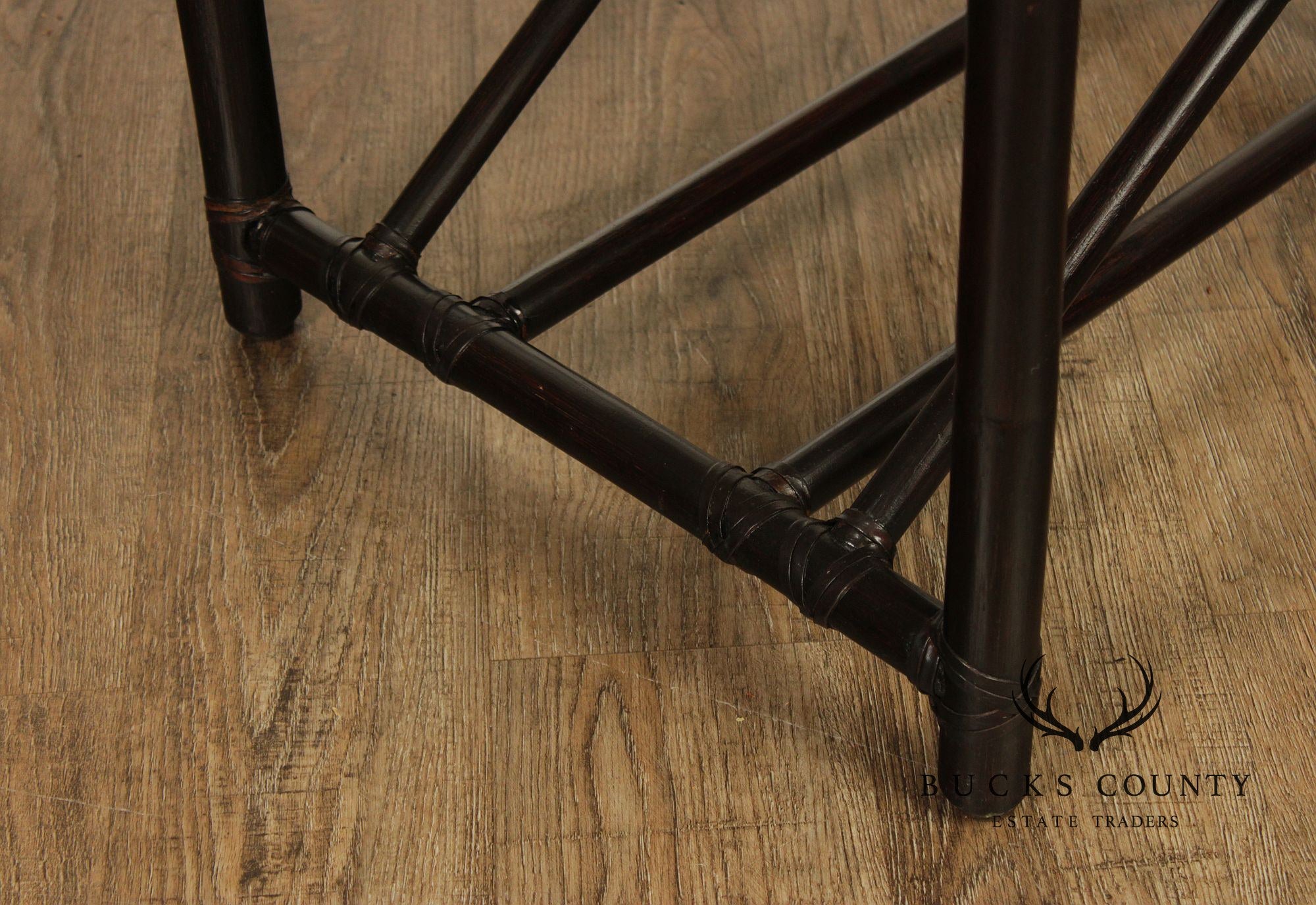 McGuire of San Francisco Set of Seven Rattan And Leather Strap Armchairs