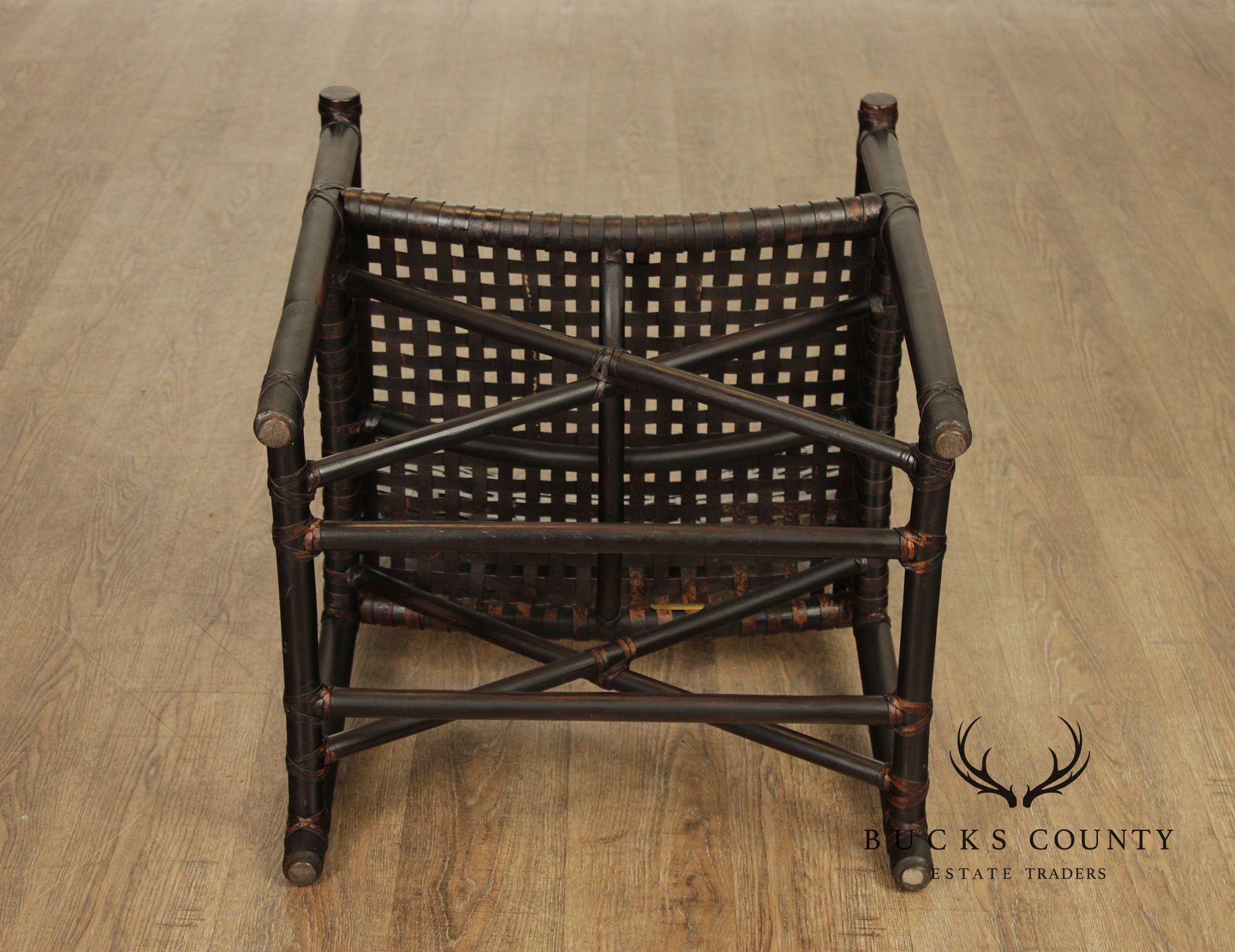 McGuire of San Francisco Set of Seven Rattan And Leather Strap Armchairs