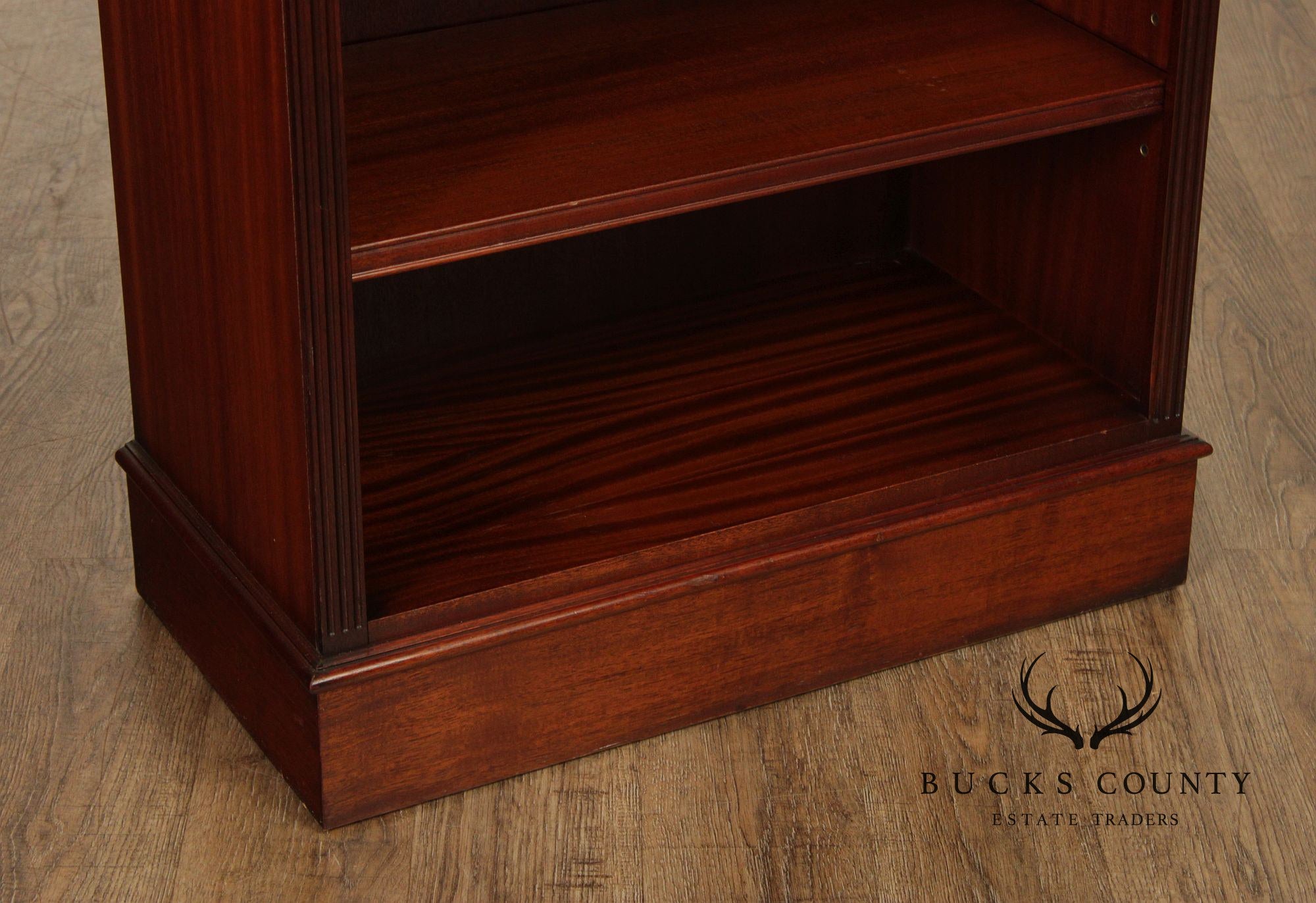 English Traditional Mahogany Tall Open Bookcase With Adjustable Shelves