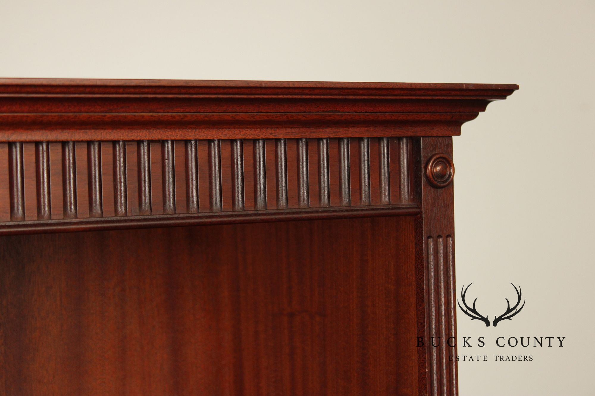 English Traditional Mahogany Tall Open Bookcase With Adjustable Shelves