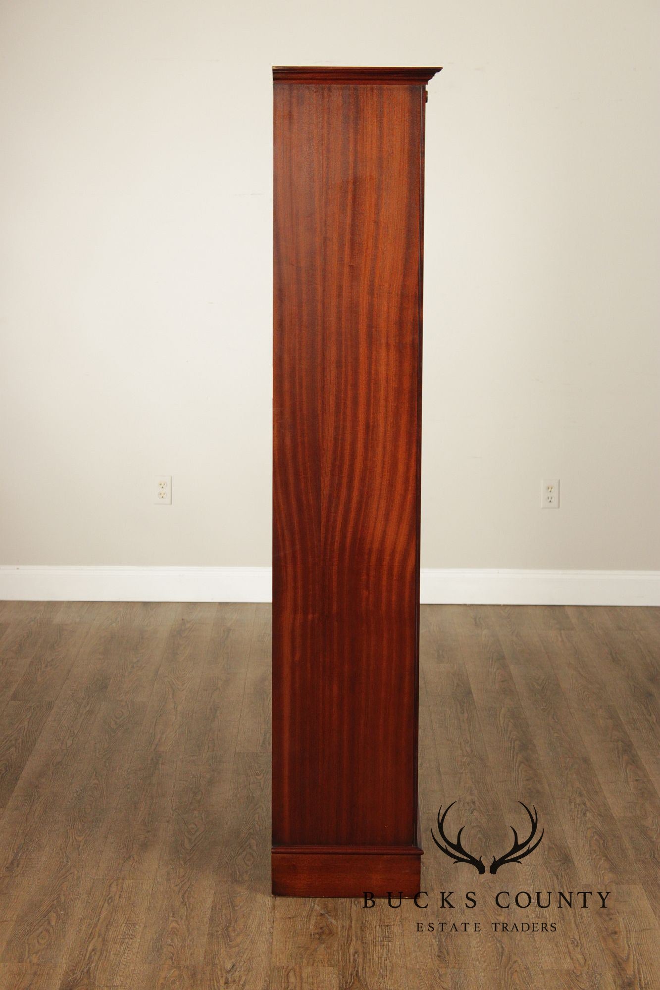 English Traditional Mahogany Tall Open Bookcase With Adjustable Shelves