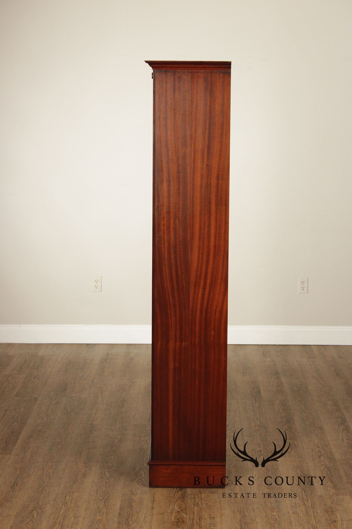 English Traditional Mahogany Tall Open Bookcase With Adjustable Shelves