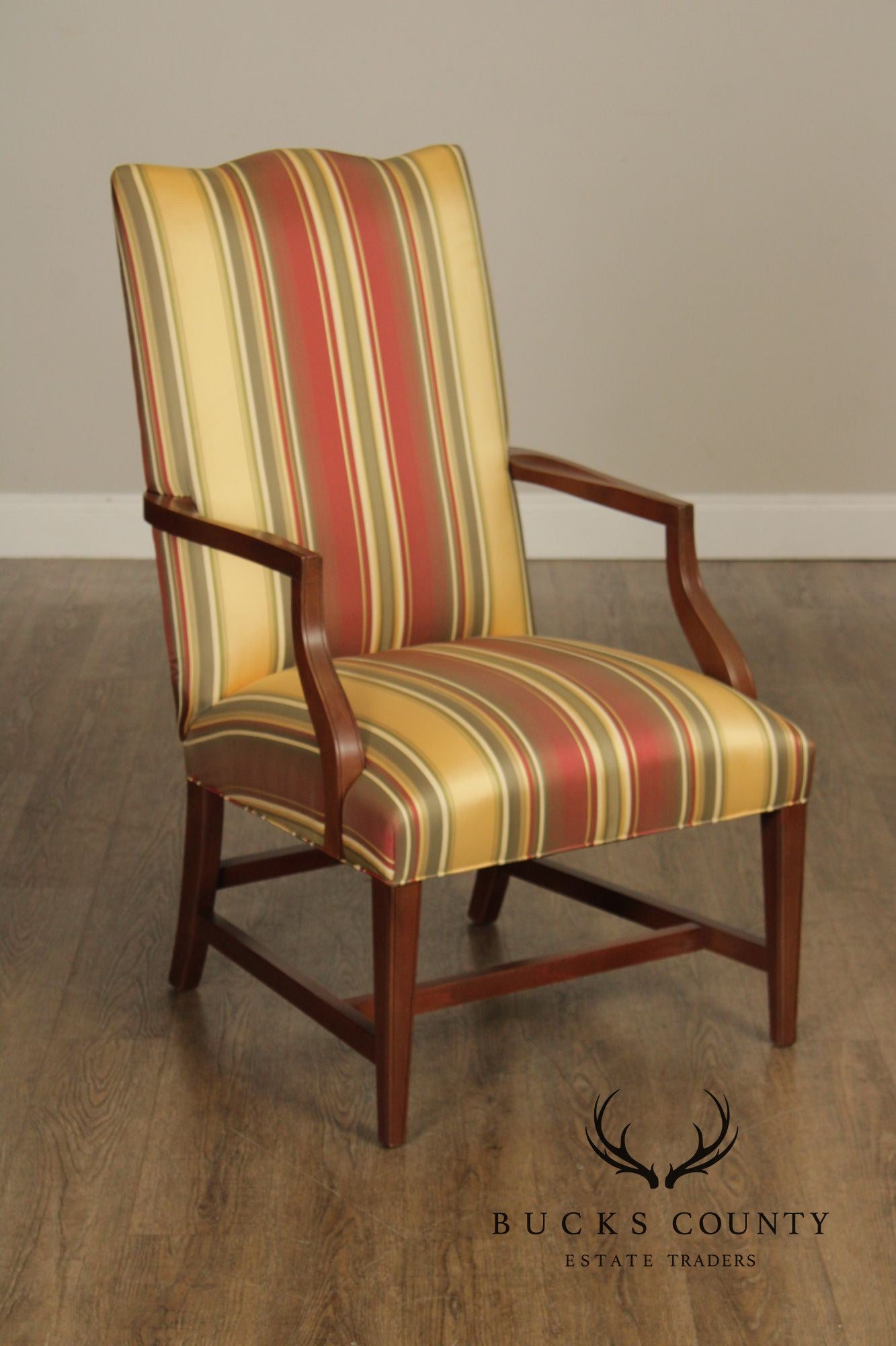 Ethan Allen Hepplewhite Style Pair Of Upholstered Armchairs