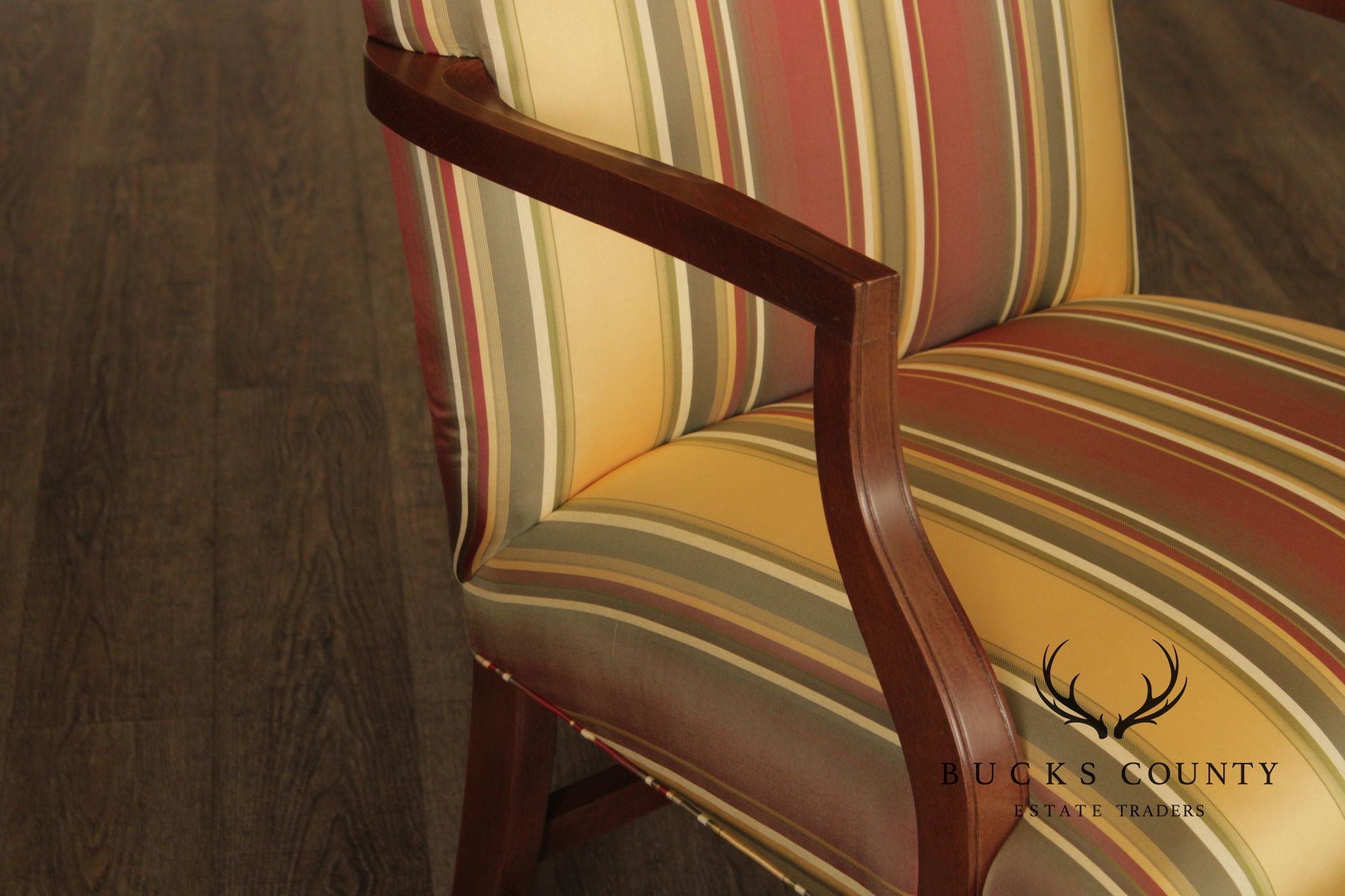 Ethan Allen Hepplewhite Style Pair Of Upholstered Armchairs
