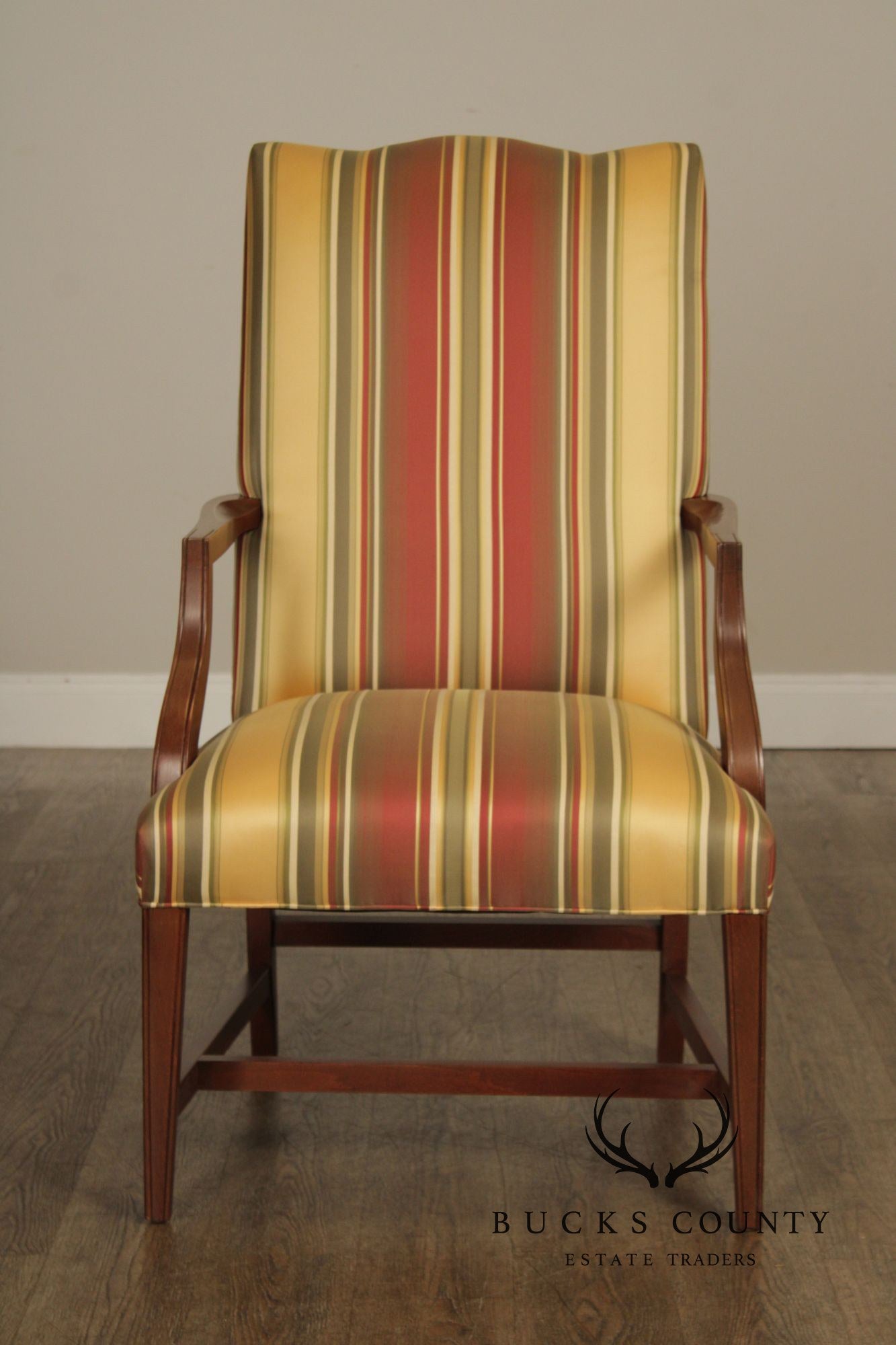 Ethan Allen Hepplewhite Style Pair Of Upholstered Armchairs