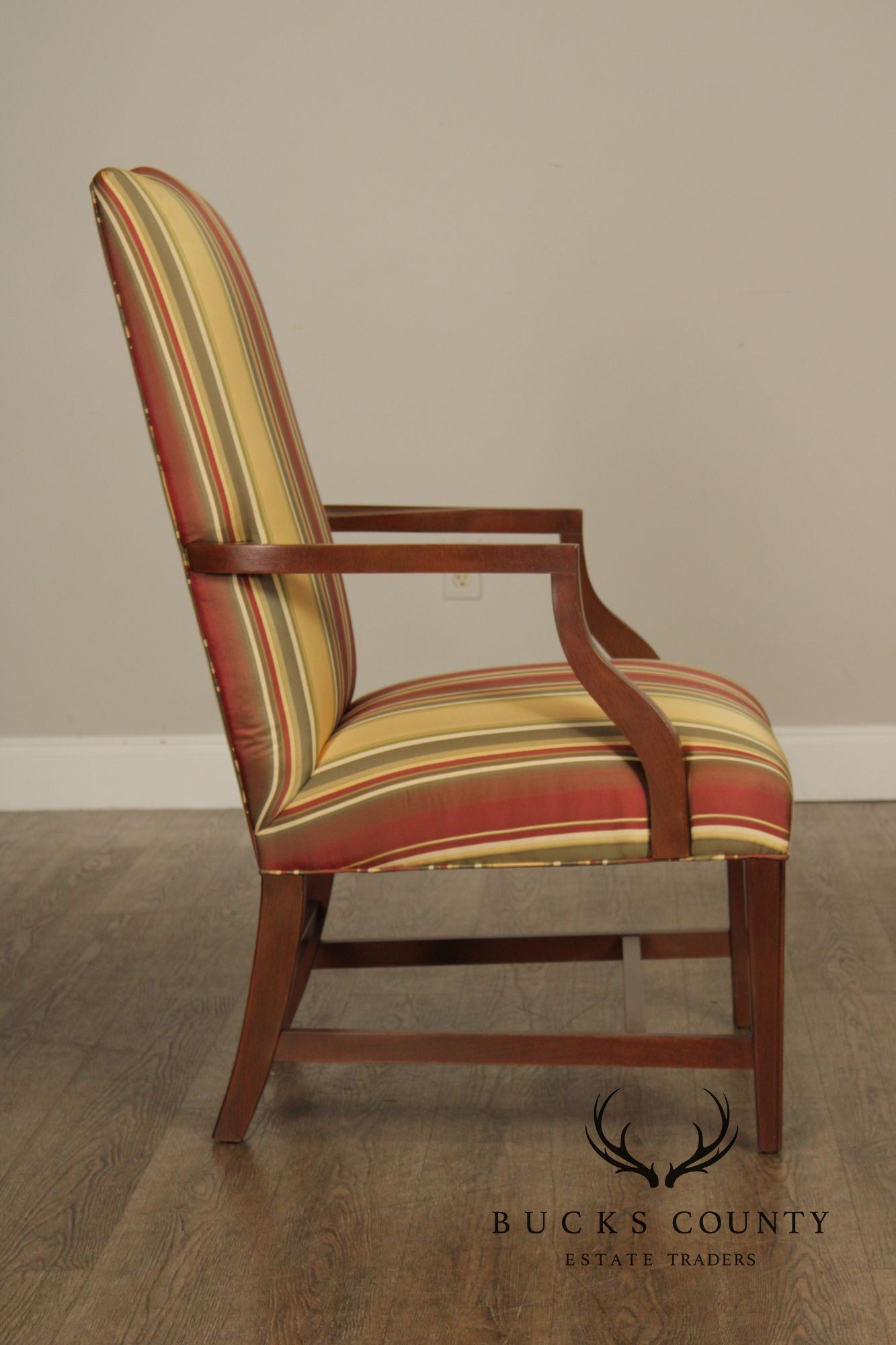Ethan Allen Hepplewhite Style Pair Of Upholstered Armchairs