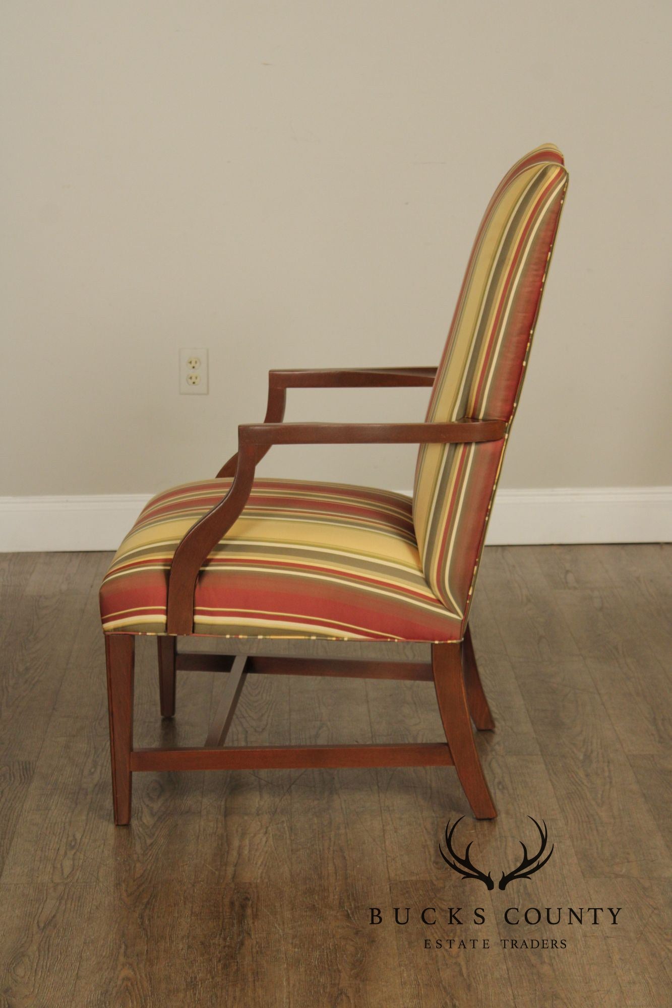 Ethan Allen Hepplewhite Style Pair Of Upholstered Armchairs