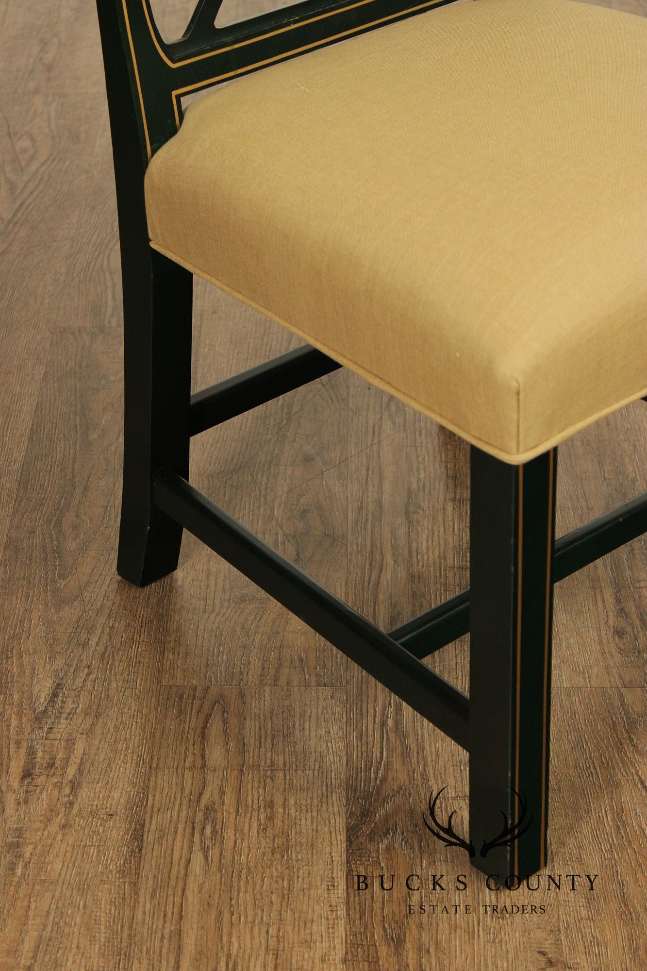 Chinese Chippendale Style Painted Lattice Back Set Of Six Dining Chairs