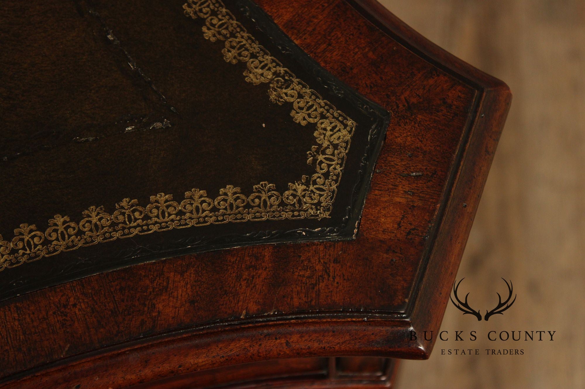 Maitland Smith Georgian Style Leather Top Mahogany Executive Partners Desk