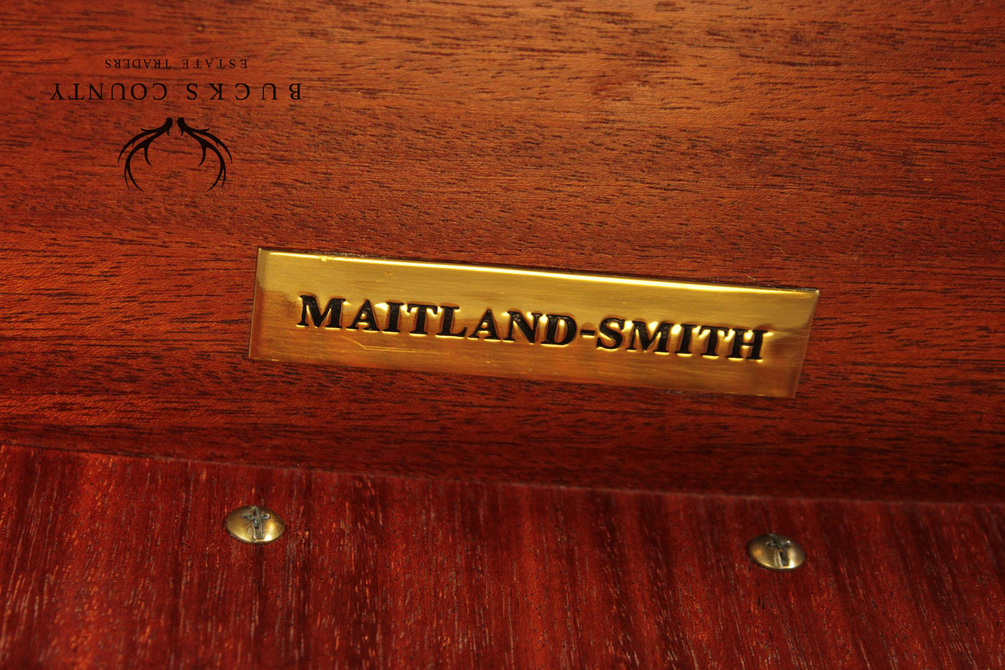 Maitland Smith Georgian Style Leather Top Mahogany Executive Partners Desk