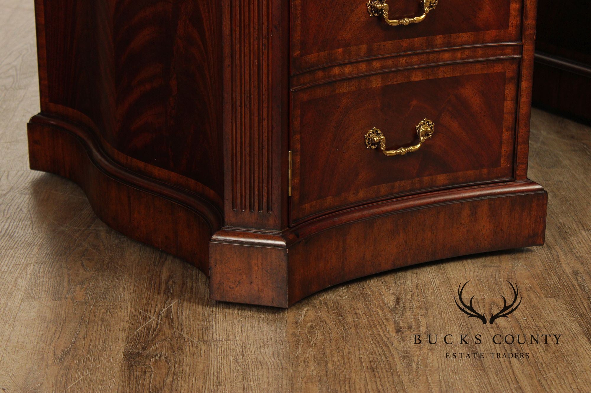 Maitland Smith Georgian Style Leather Top Mahogany Executive Partners Desk