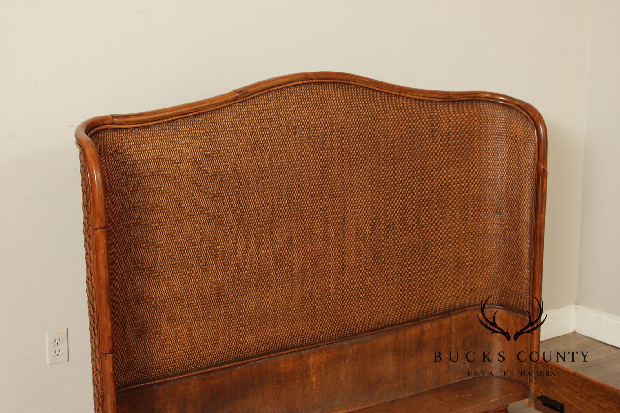 Coastal Style Queen Size Woven Rattan Bed