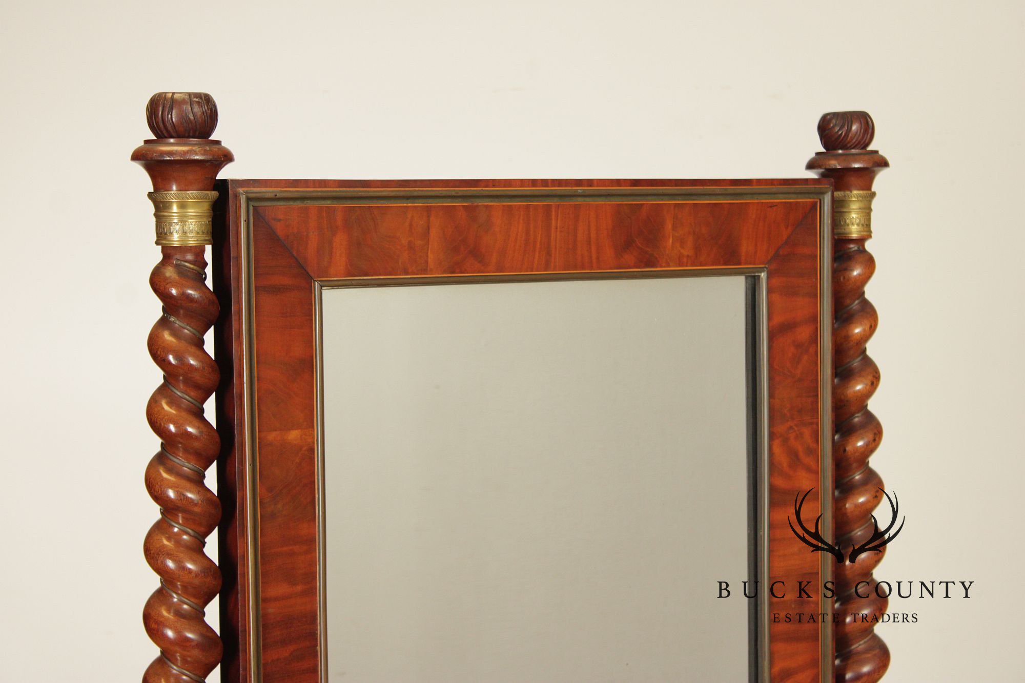 French Empire Carved Mahogany Cheval Mirror