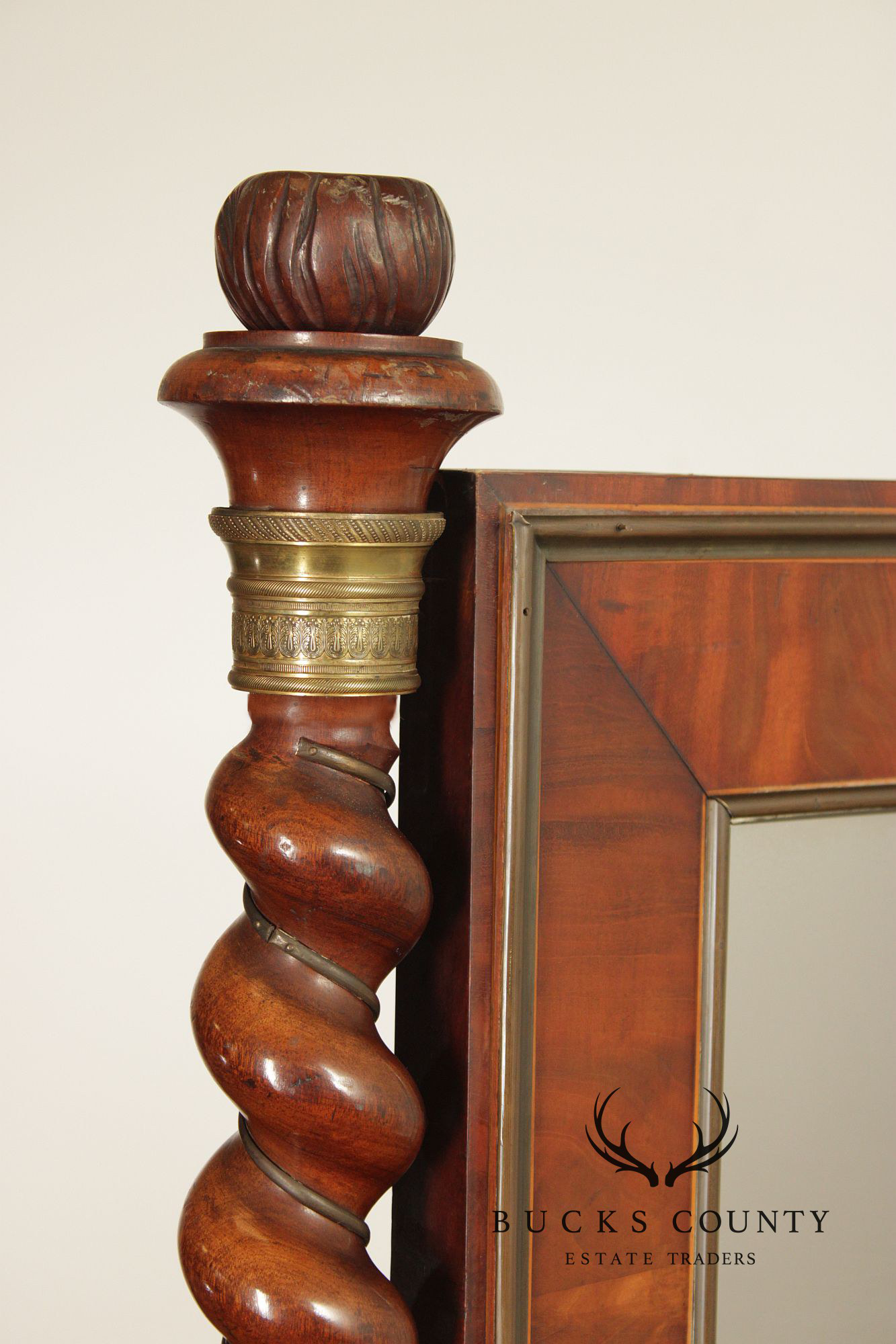French Empire Carved Mahogany Cheval Mirror