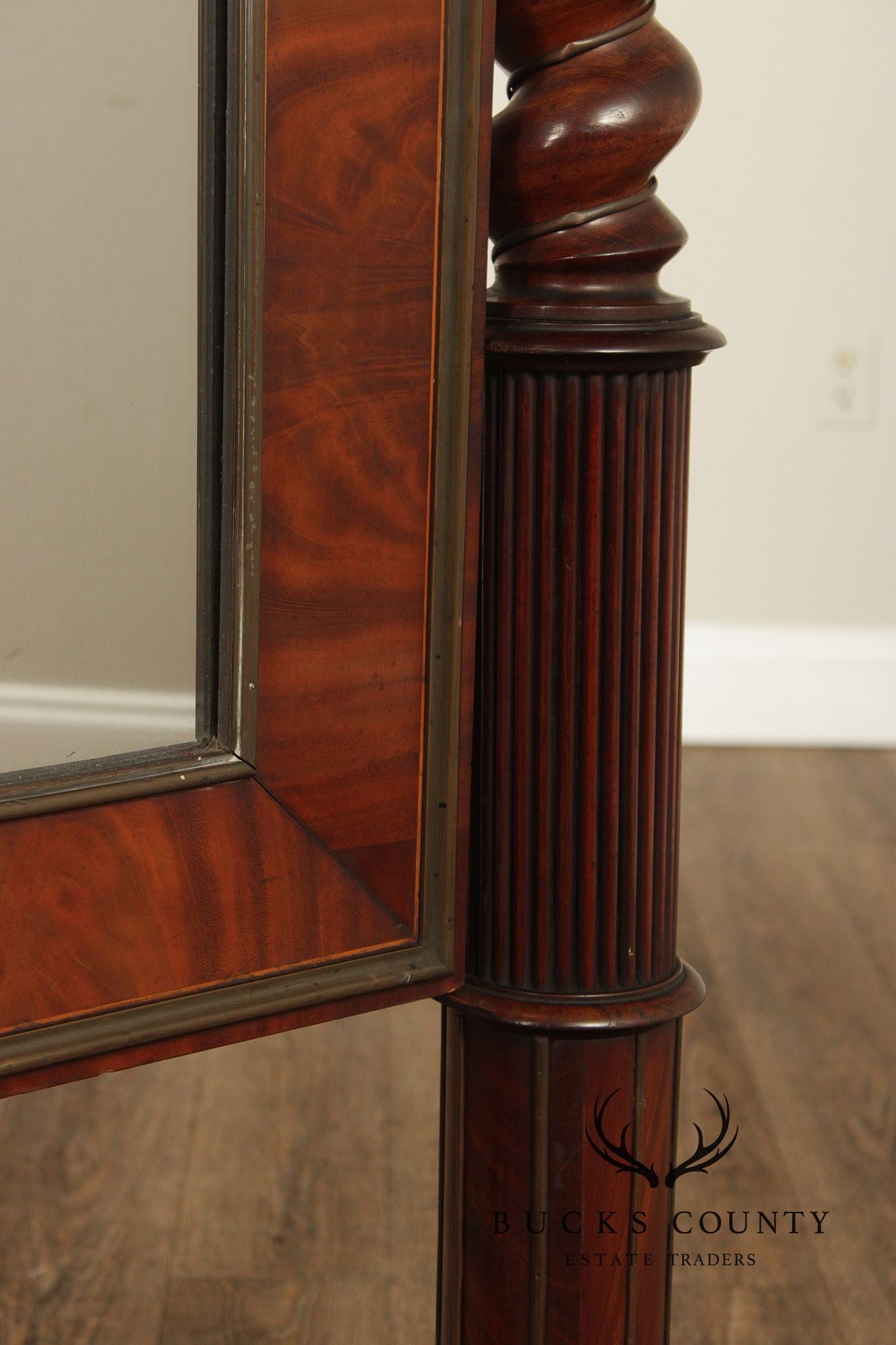 French Empire Carved Mahogany Cheval Mirror