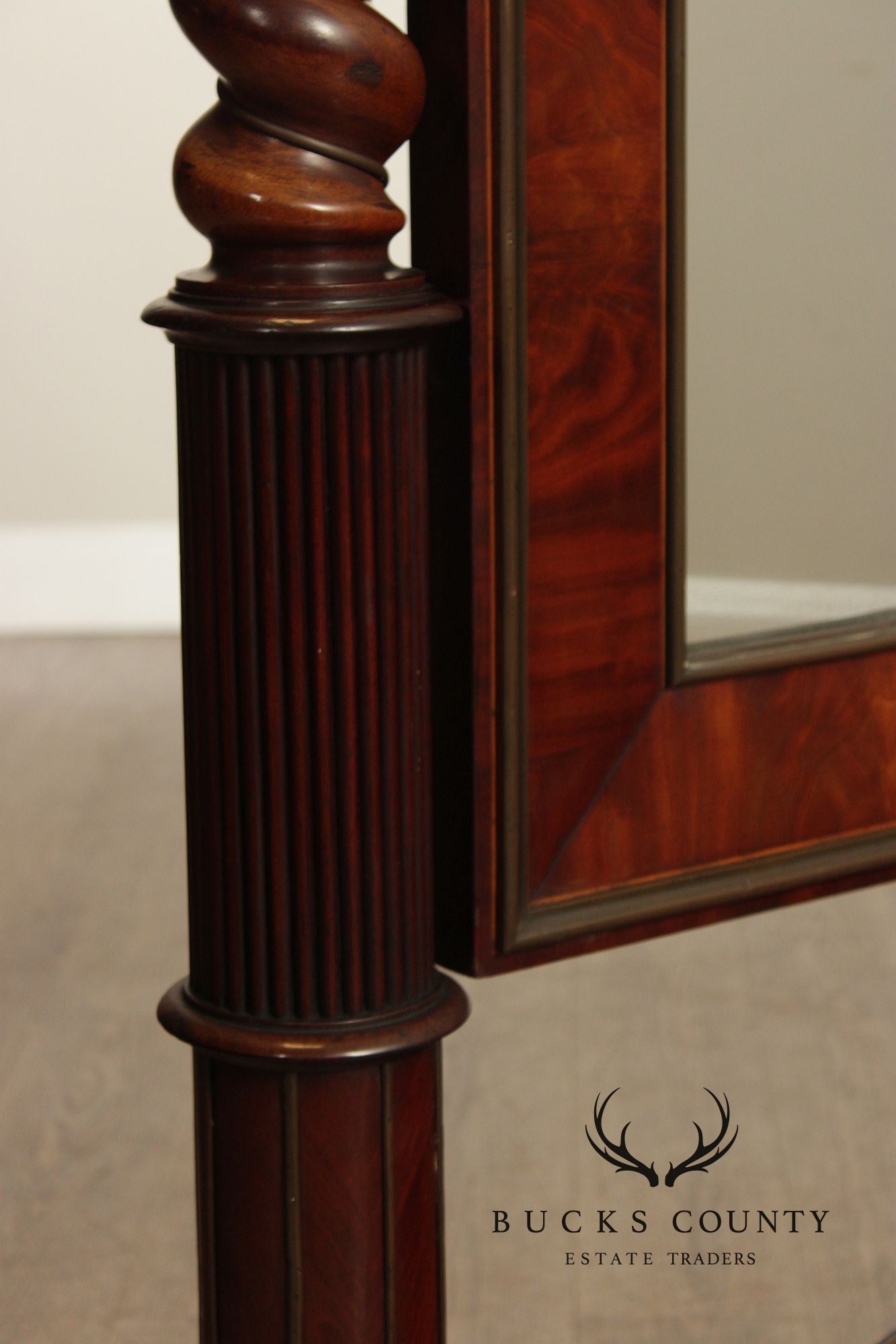 French Empire Carved Mahogany Cheval Mirror