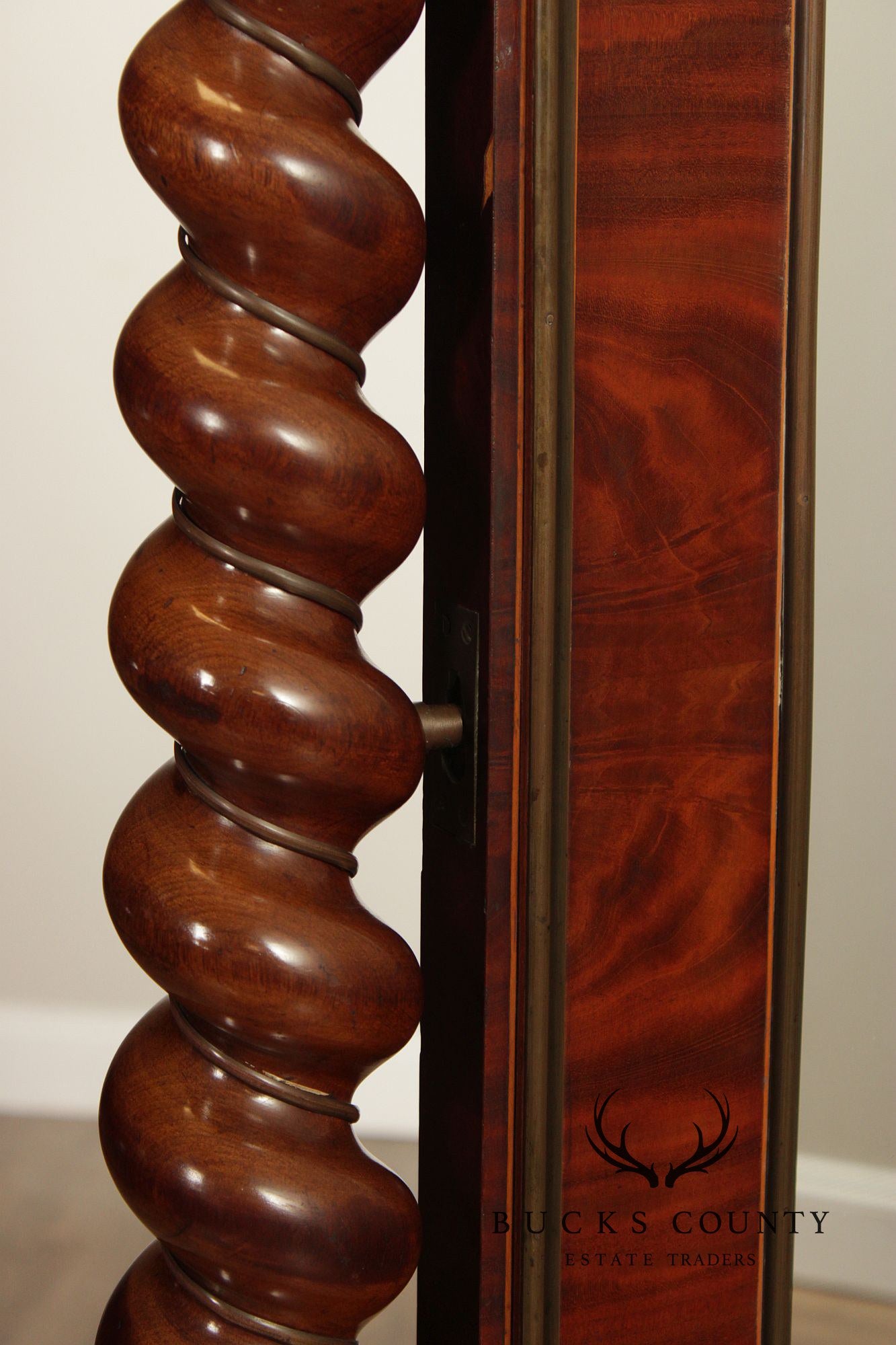 French Empire Carved Mahogany Cheval Mirror