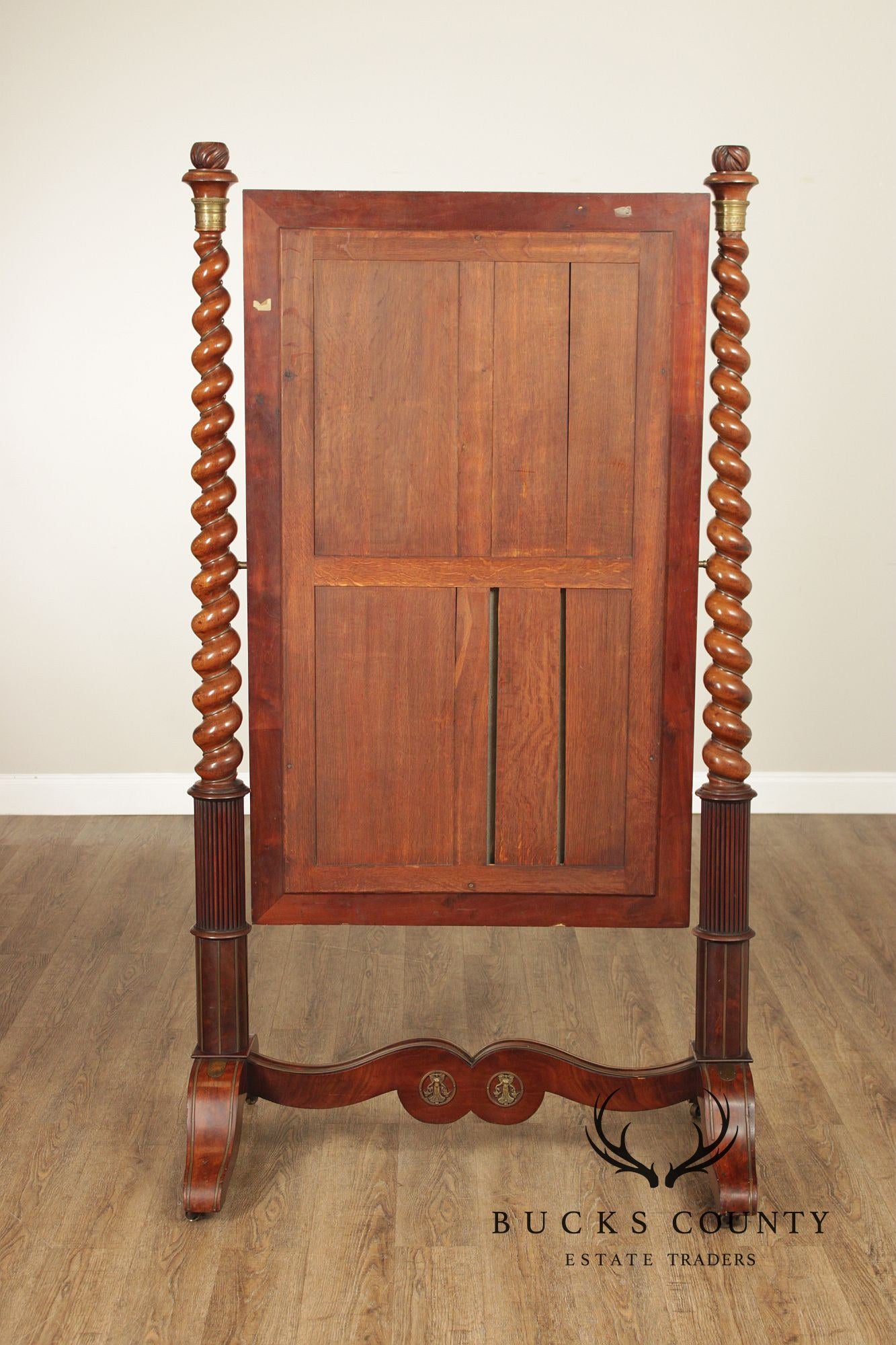 French Empire Carved Mahogany Cheval Mirror