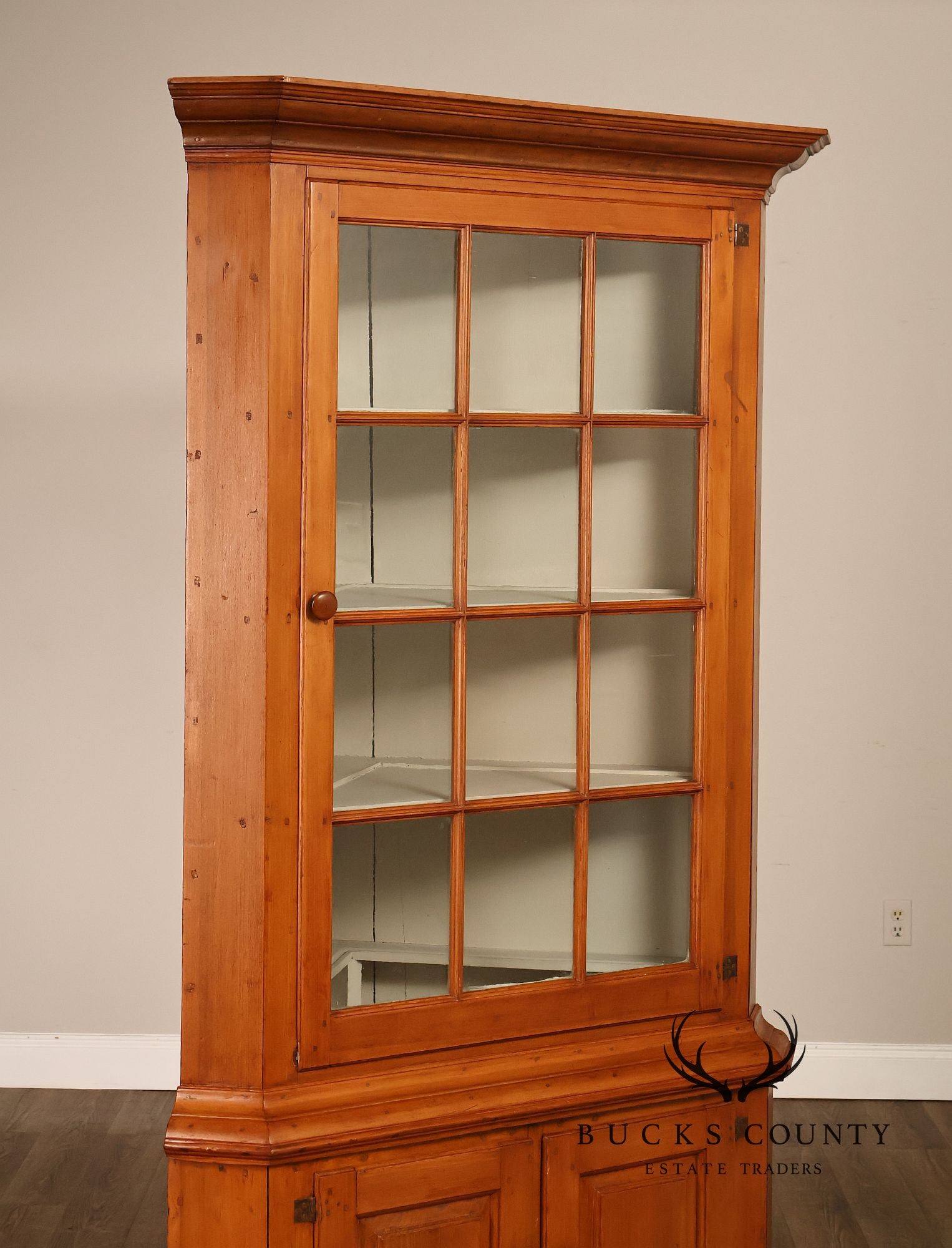 Antique Primitive Pine Single Door Corner Cabinet