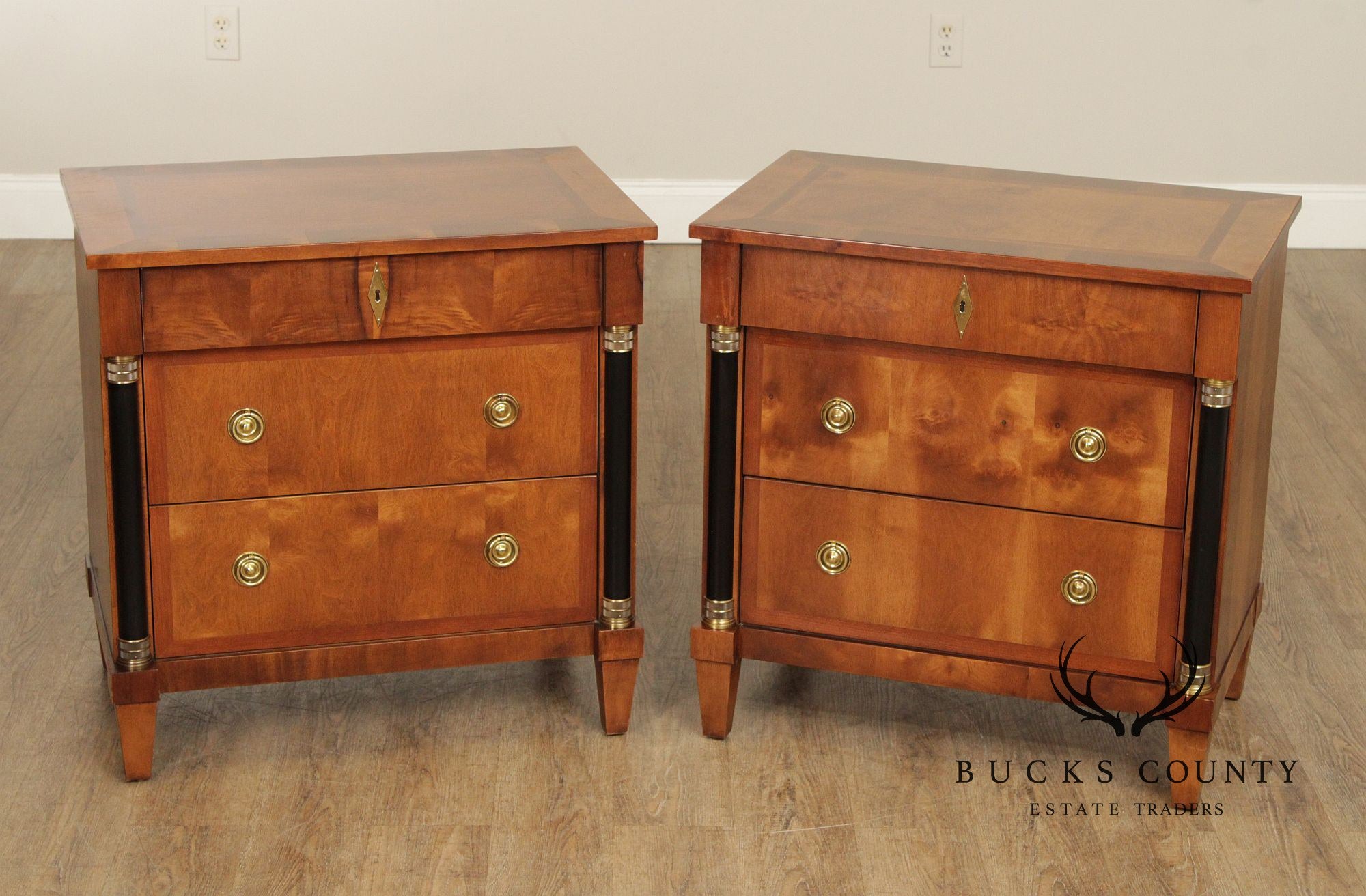 Century Furniture Biedermeier Style Pair of Bedside Chests
