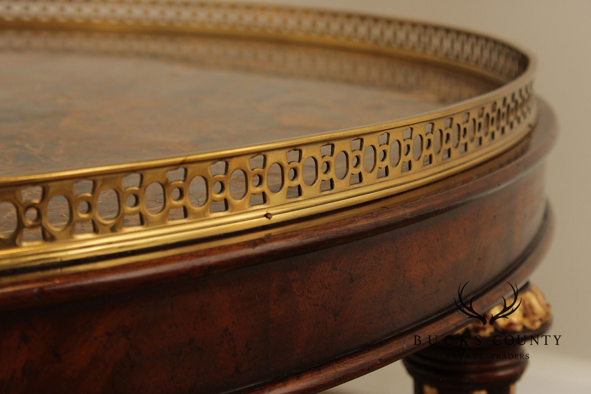 Maitland Smith Marble Top Mahogany Center Table
