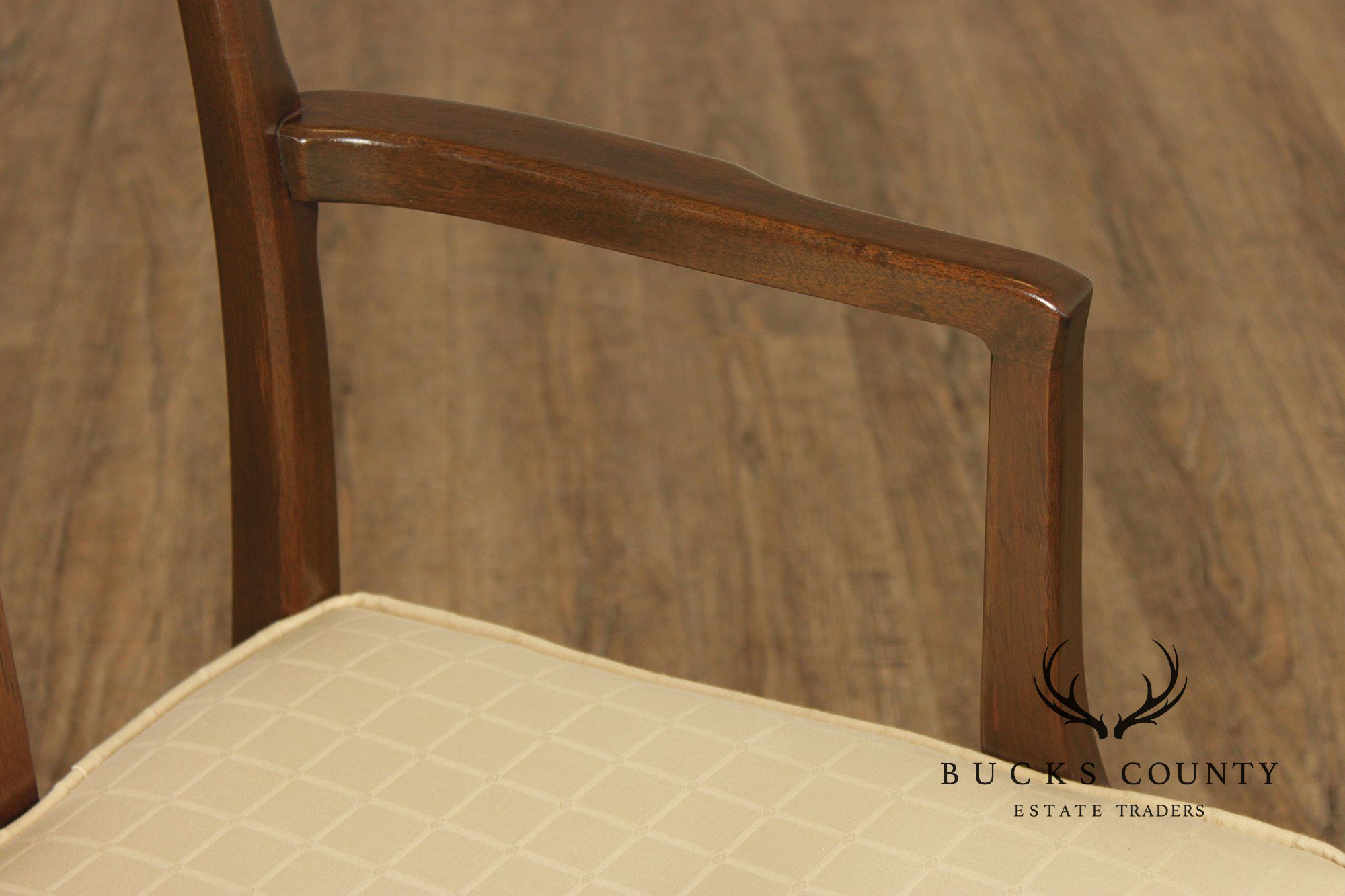 Mid Century Asian Influenced Set of Six Mahogany Dining Chairs