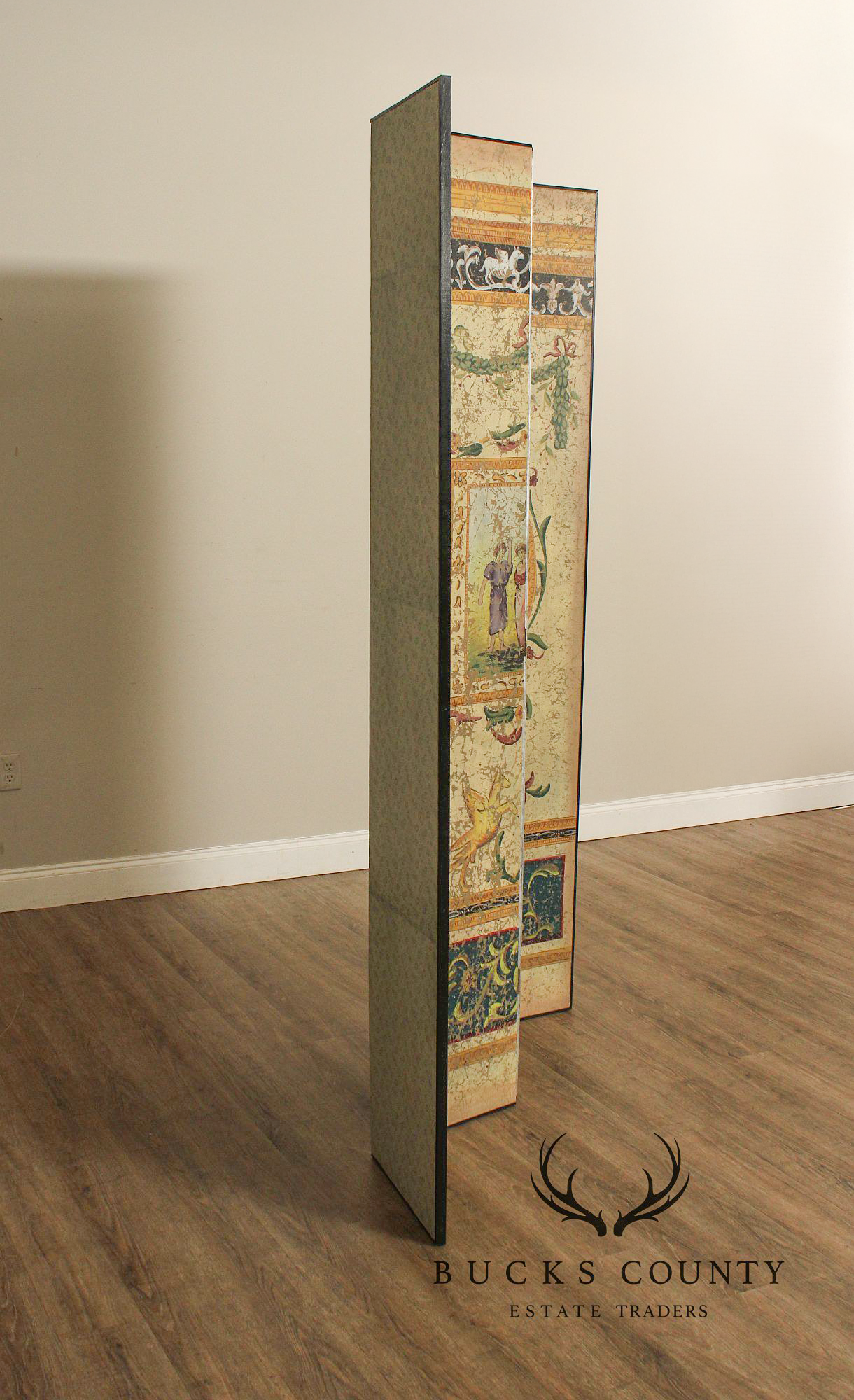 Italian Neoclassical Style Painted Four-Panel Folding Screen