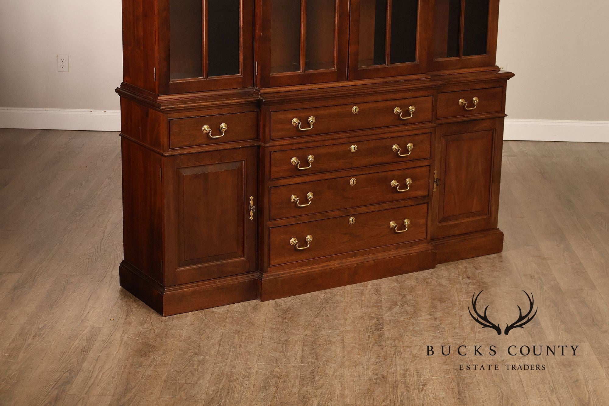 Stickley Traditional Style Cherry Breakfront China Cabinet