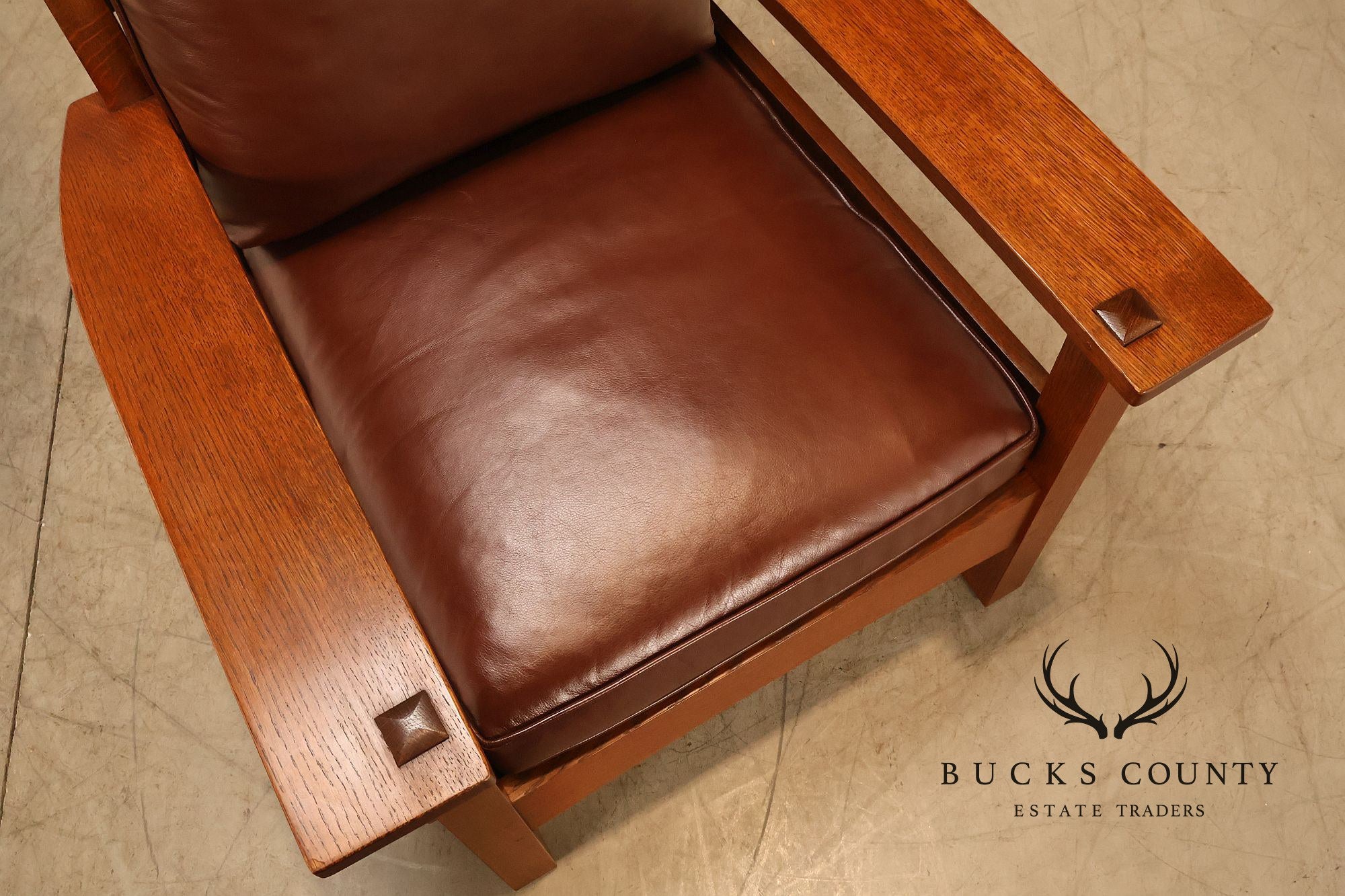 Stickley Mission Collection Oak And Leather Lounge Chair