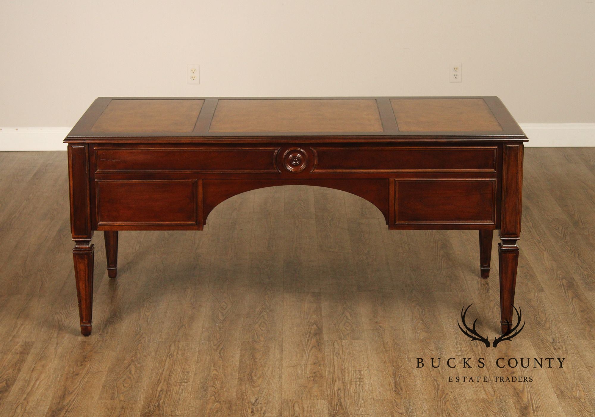 Ethan Allen Leather Top Cherry 'Buckley' Executive Desk