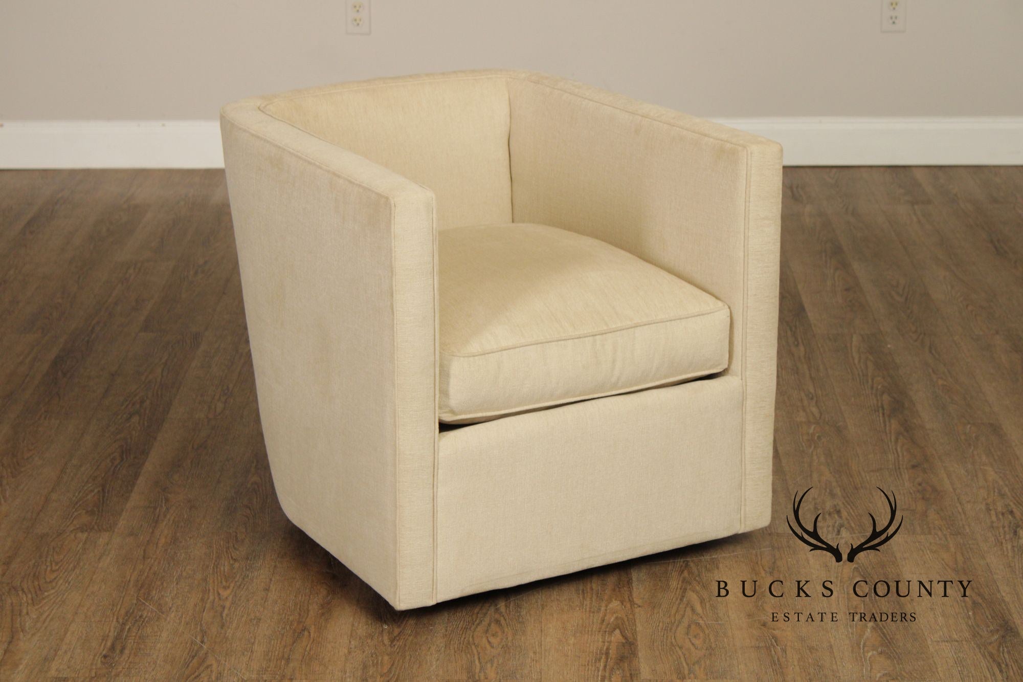Contemporary American Made Robin Bruce "Rothko" Pair Of Upholstered Swivel Lounge Chairs