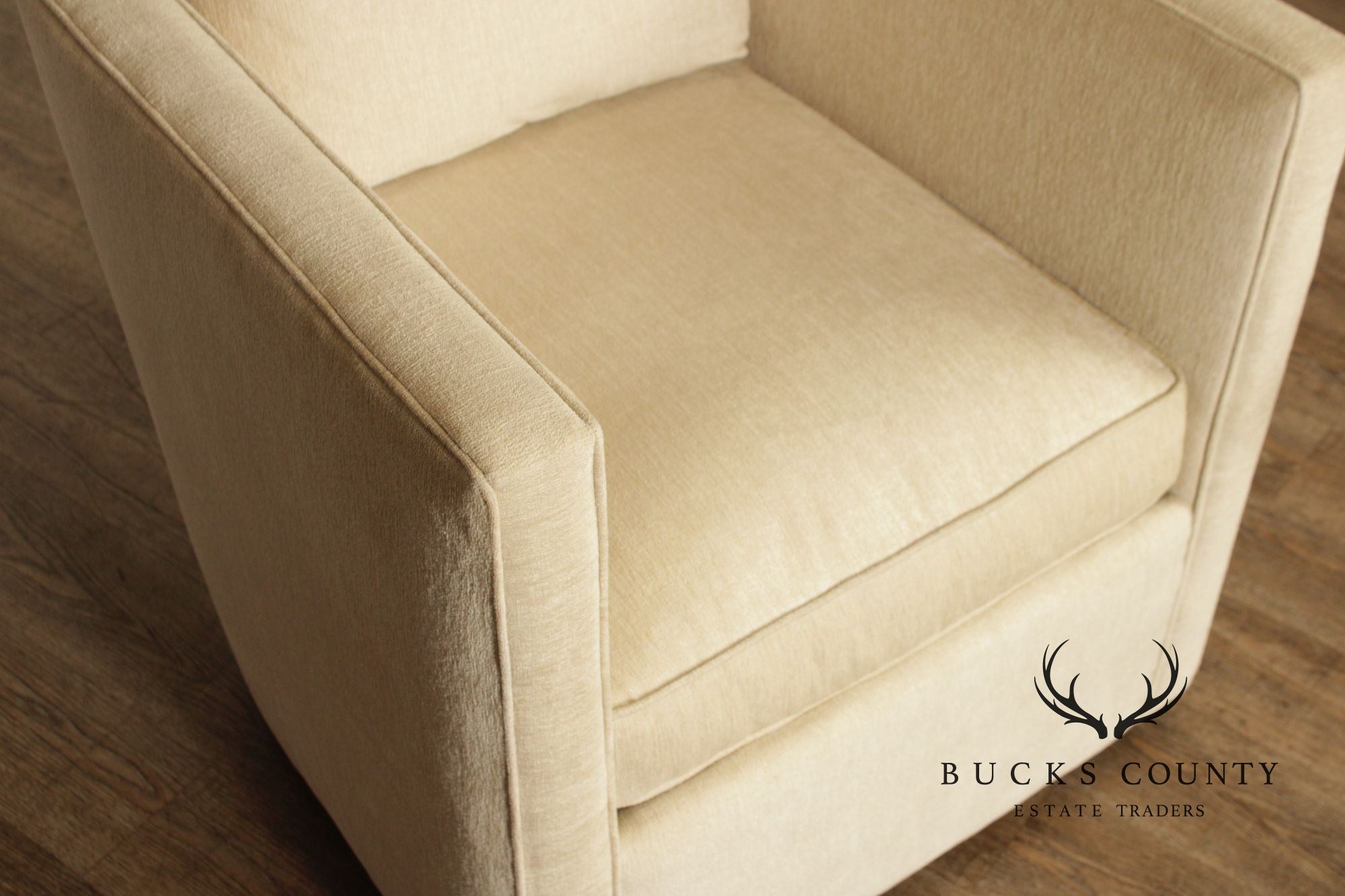 Contemporary American Made Robin Bruce "Rothko" Pair Of Upholstered Swivel Lounge Chairs