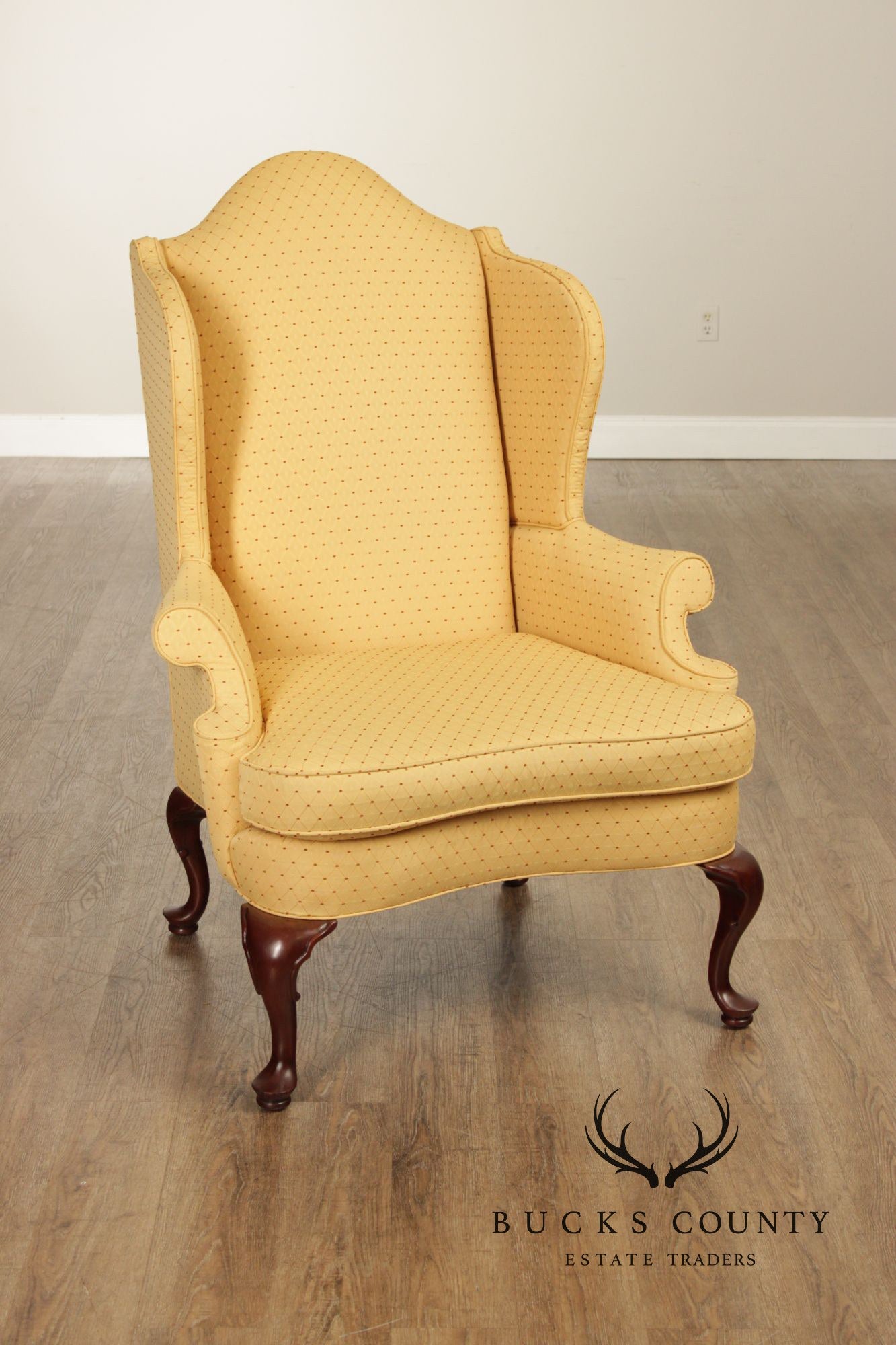 Southwood Pair Of Queen Anne Style Upholstered Wingback Chairs