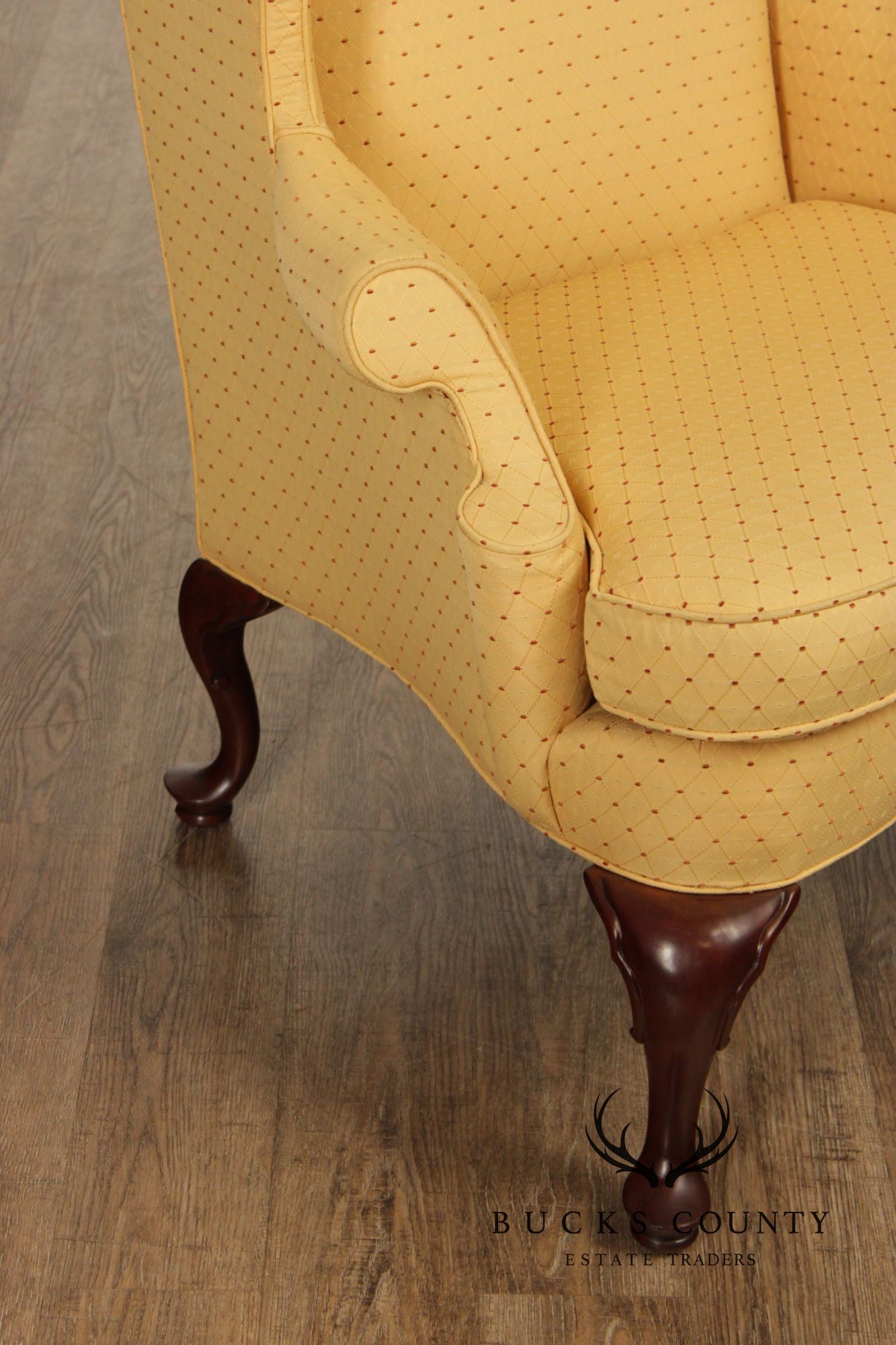 Southwood Pair Of Queen Anne Style Upholstered Wingback Chairs