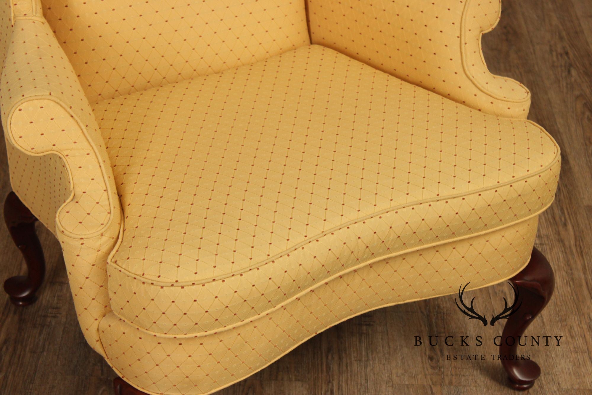 Southwood Pair Of Queen Anne Style Upholstered Wingback Chairs