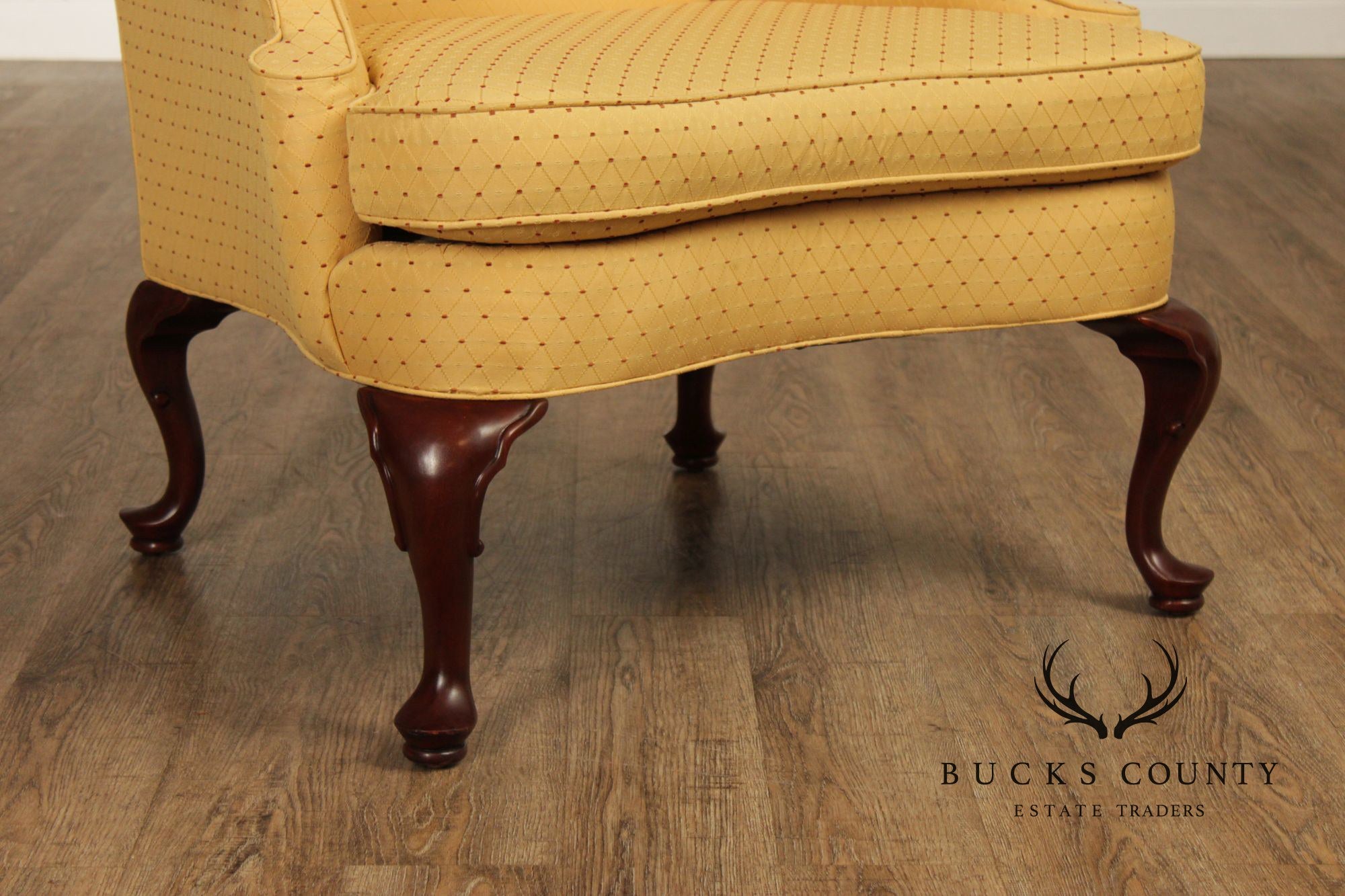 Southwood Pair Of Queen Anne Style Upholstered Wingback Chairs
