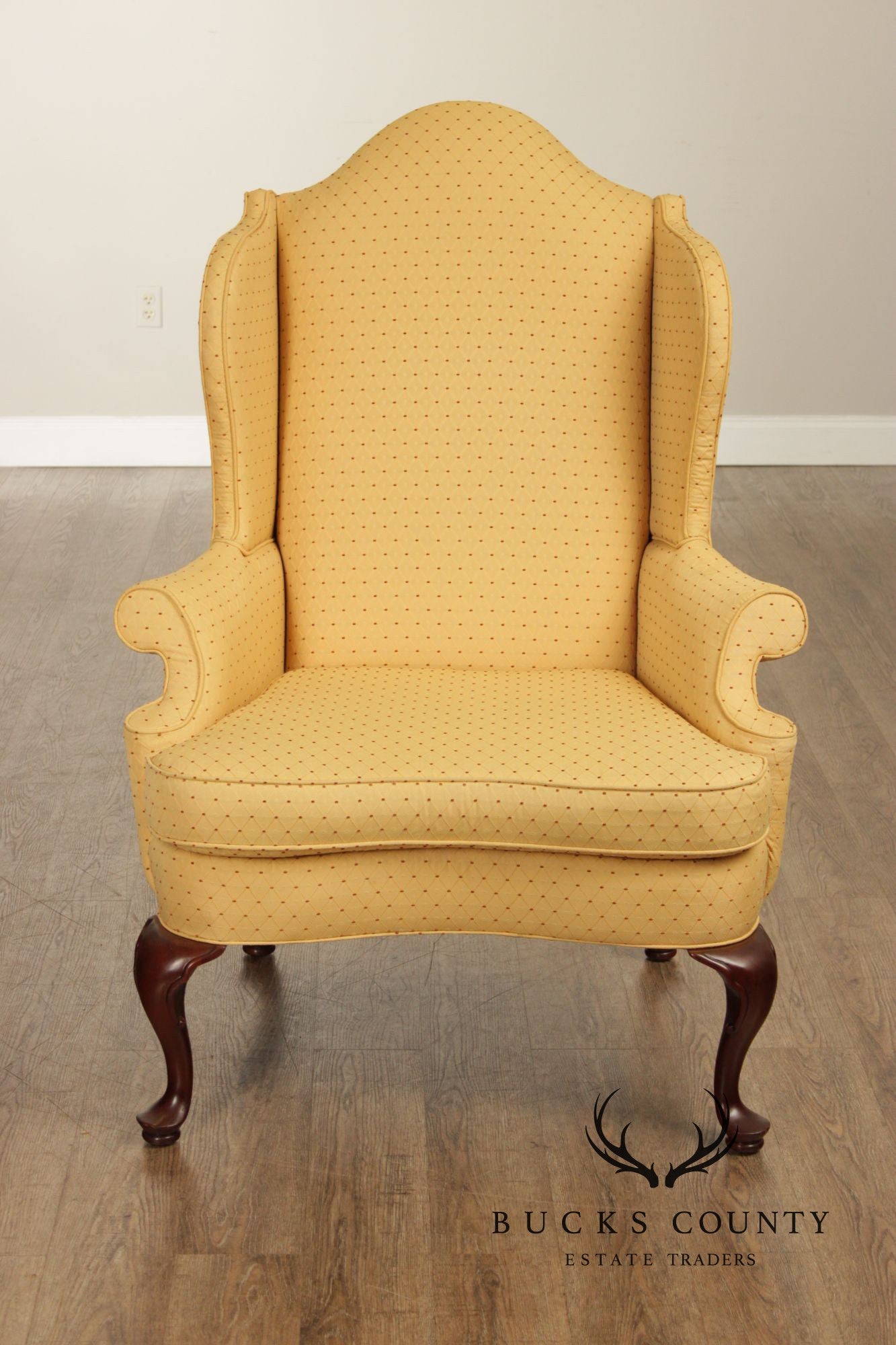 Southwood Pair Of Queen Anne Style Upholstered Wingback Chairs
