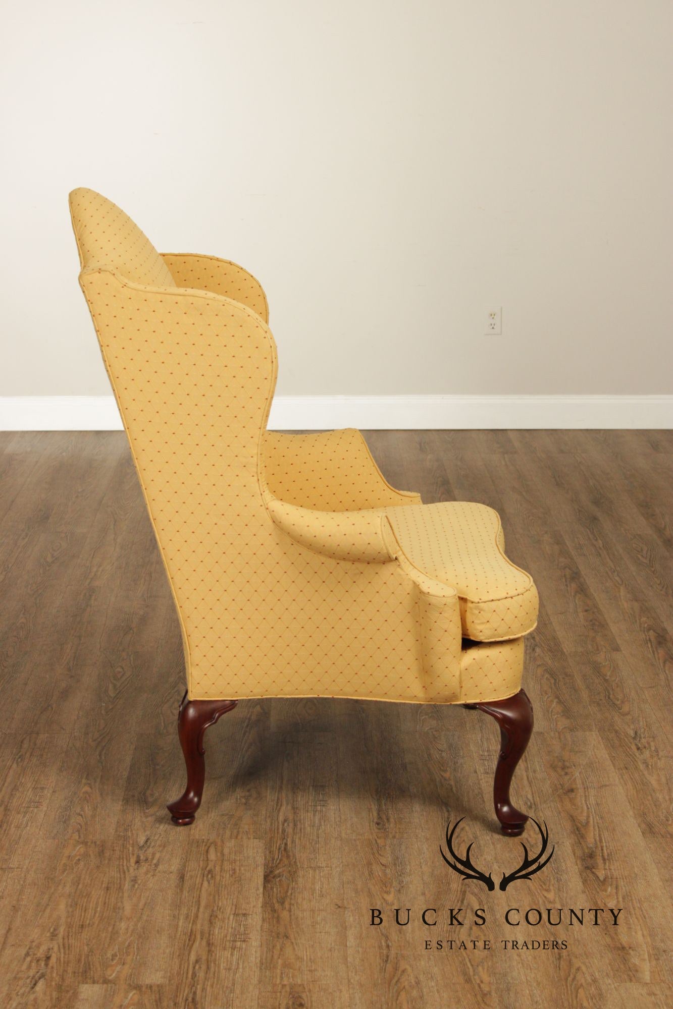 Southwood Pair Of Queen Anne Style Upholstered Wingback Chairs