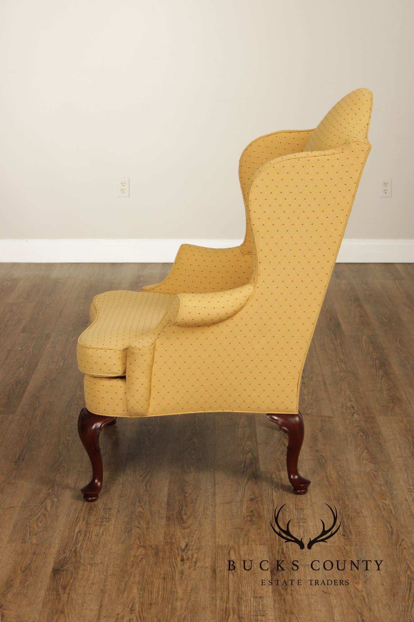 Southwood Pair Of Queen Anne Style Upholstered Wingback Chairs