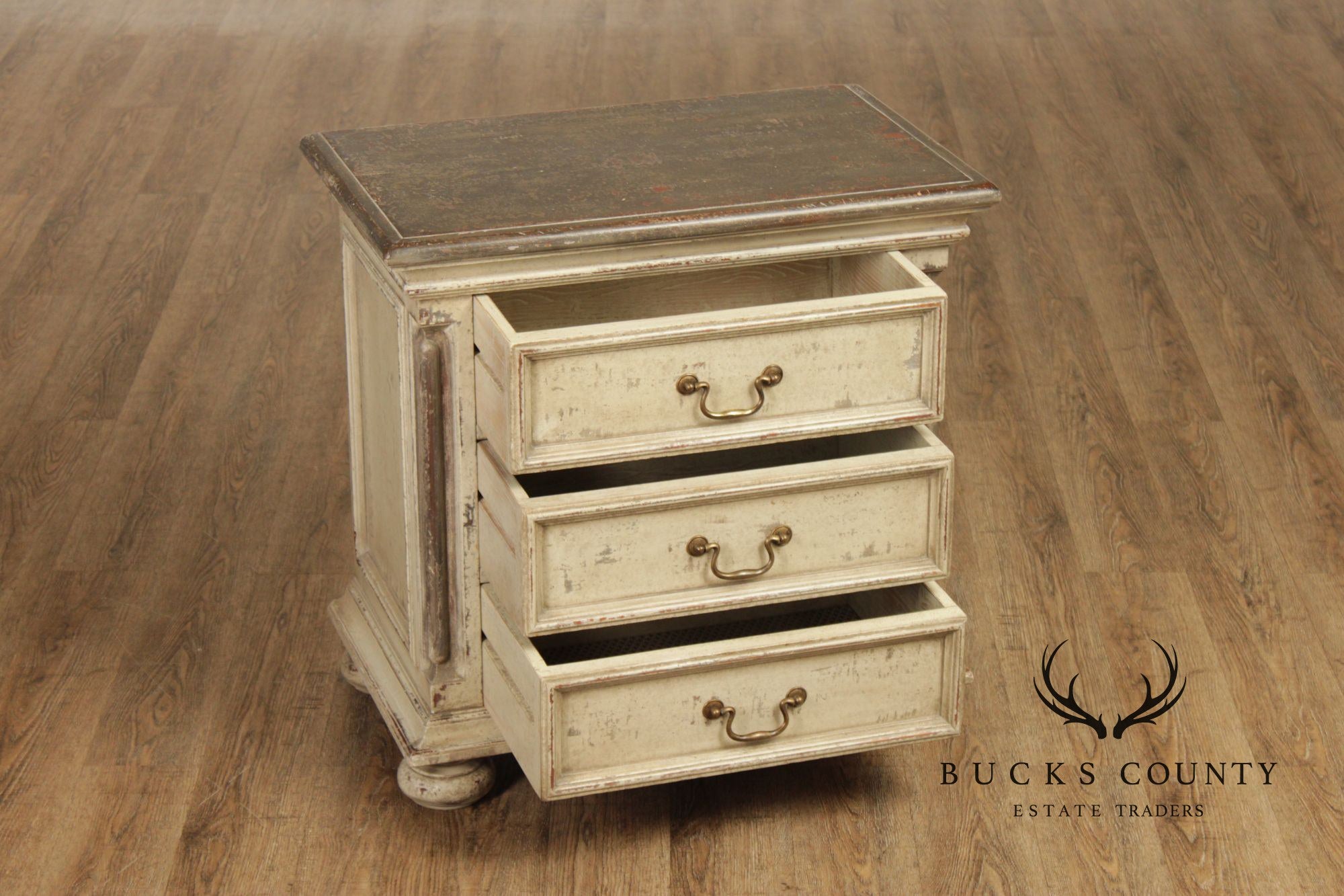 Arhaus Pair Of Handcrafted Italian Painted Three-Drawer Nightstands
