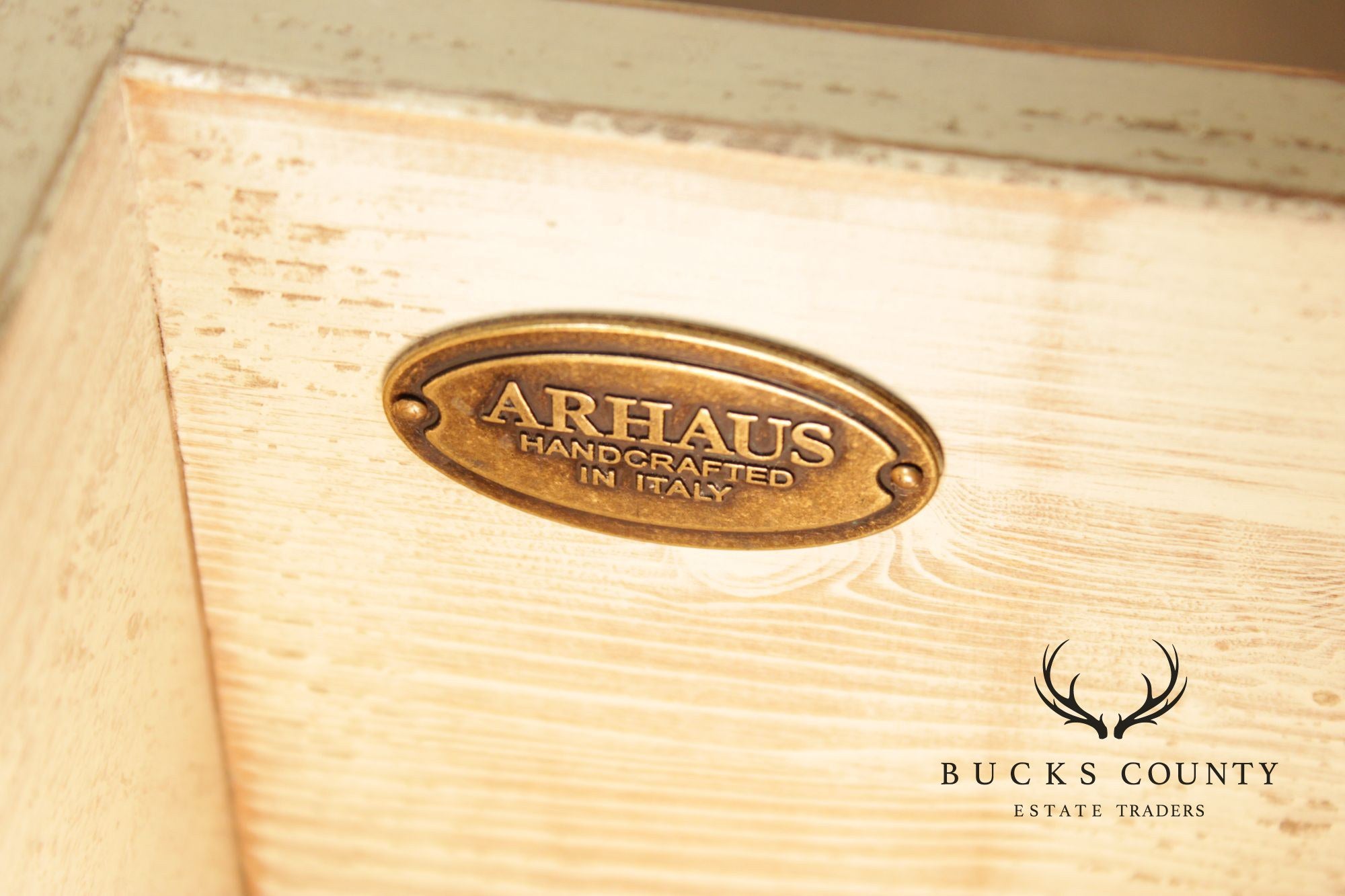 Arhaus Pair Of Handcrafted Italian Painted Three-Drawer Nightstands