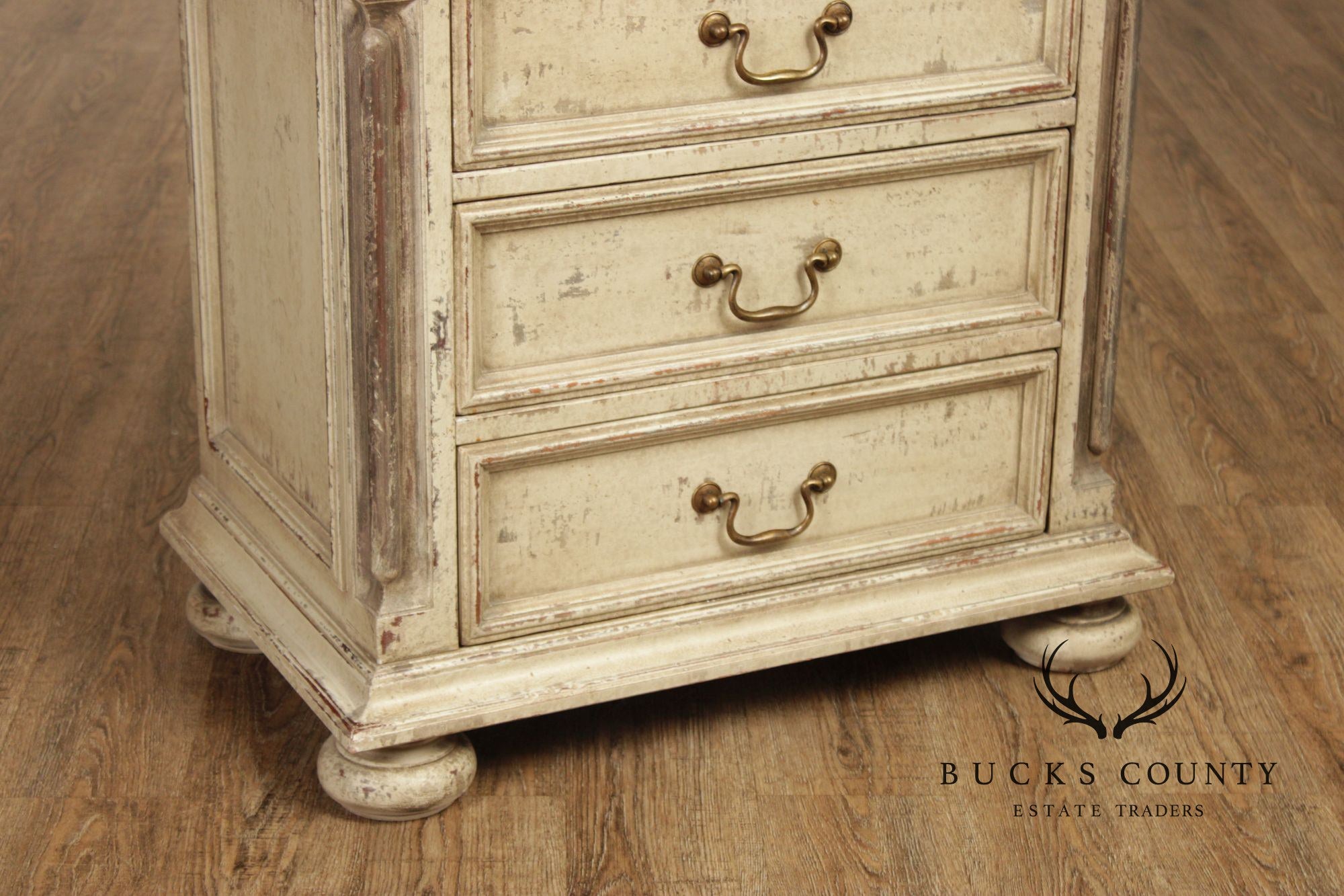 Arhaus Pair Of Handcrafted Italian Painted Three-Drawer Nightstands