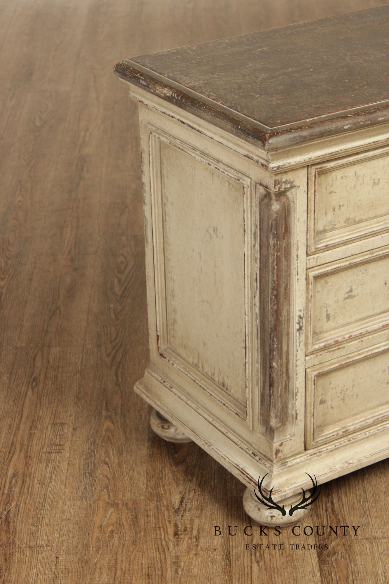 Arhaus Pair Of Handcrafted Italian Painted Three-Drawer Nightstands